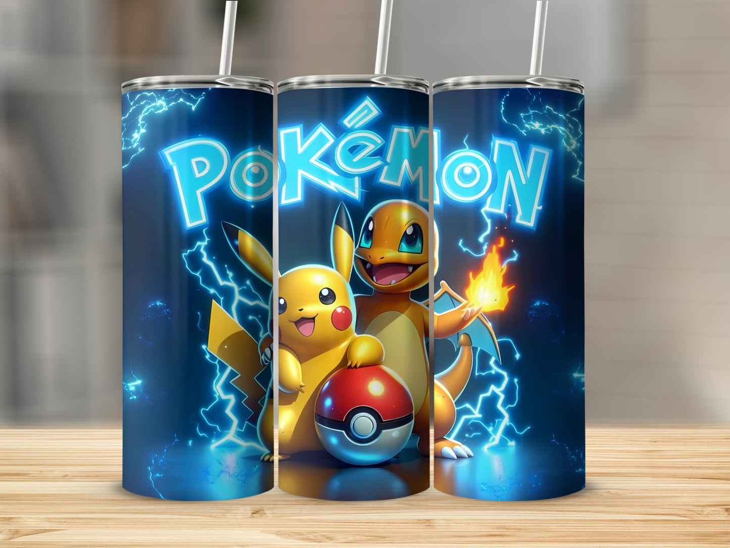 Pokemon Pikachu and Charmander design tumbler