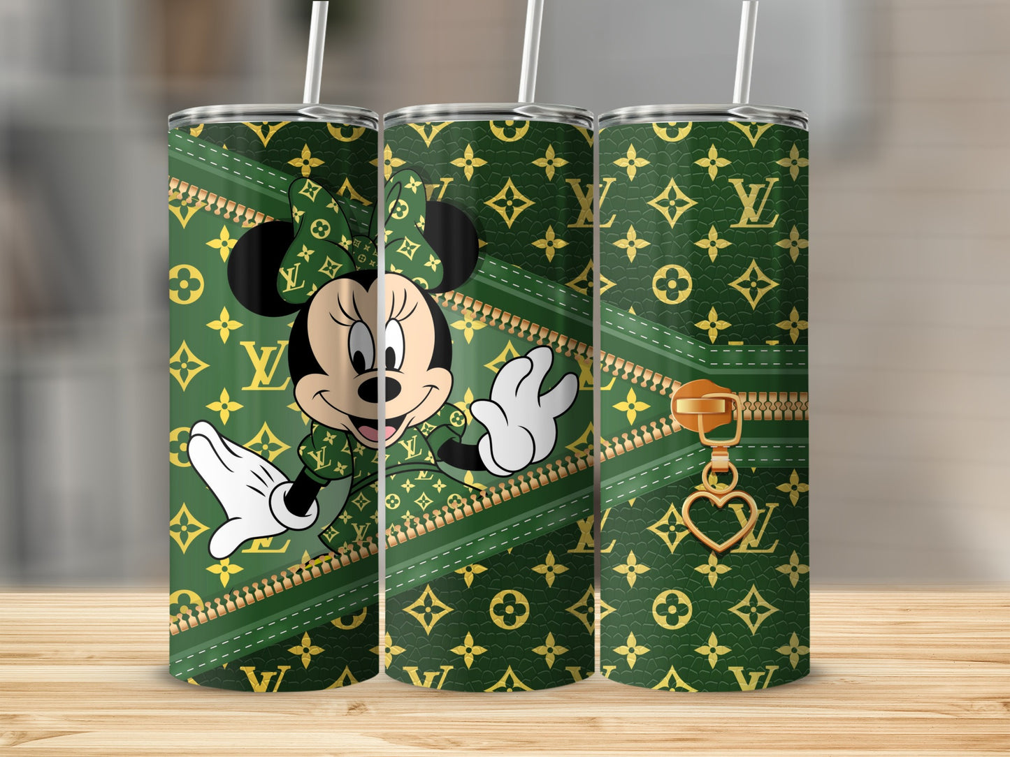 Green Designer Character Tumbler with Heart Accent