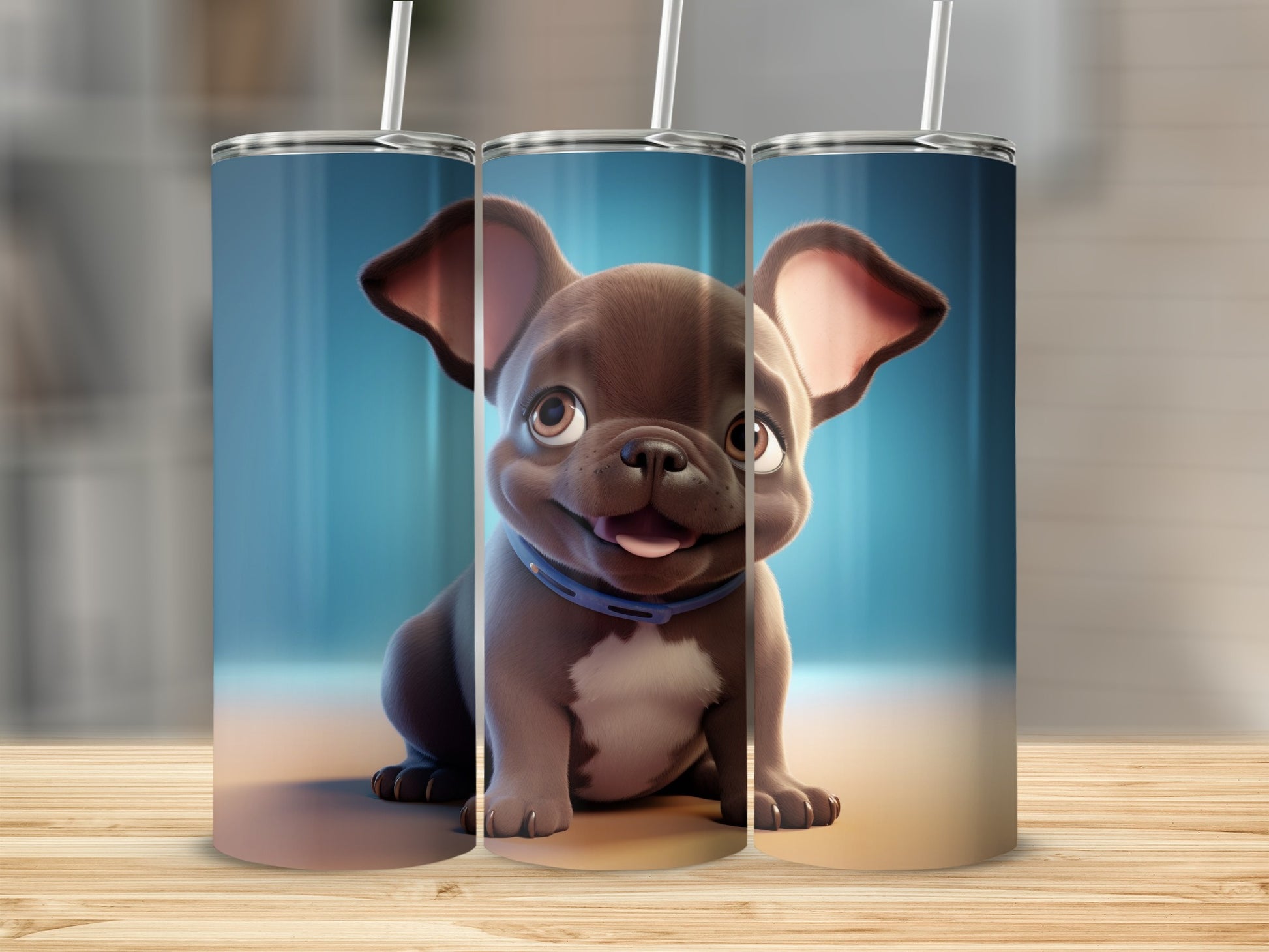 Cute French Bulldog Tumbler with Straw акссворд
