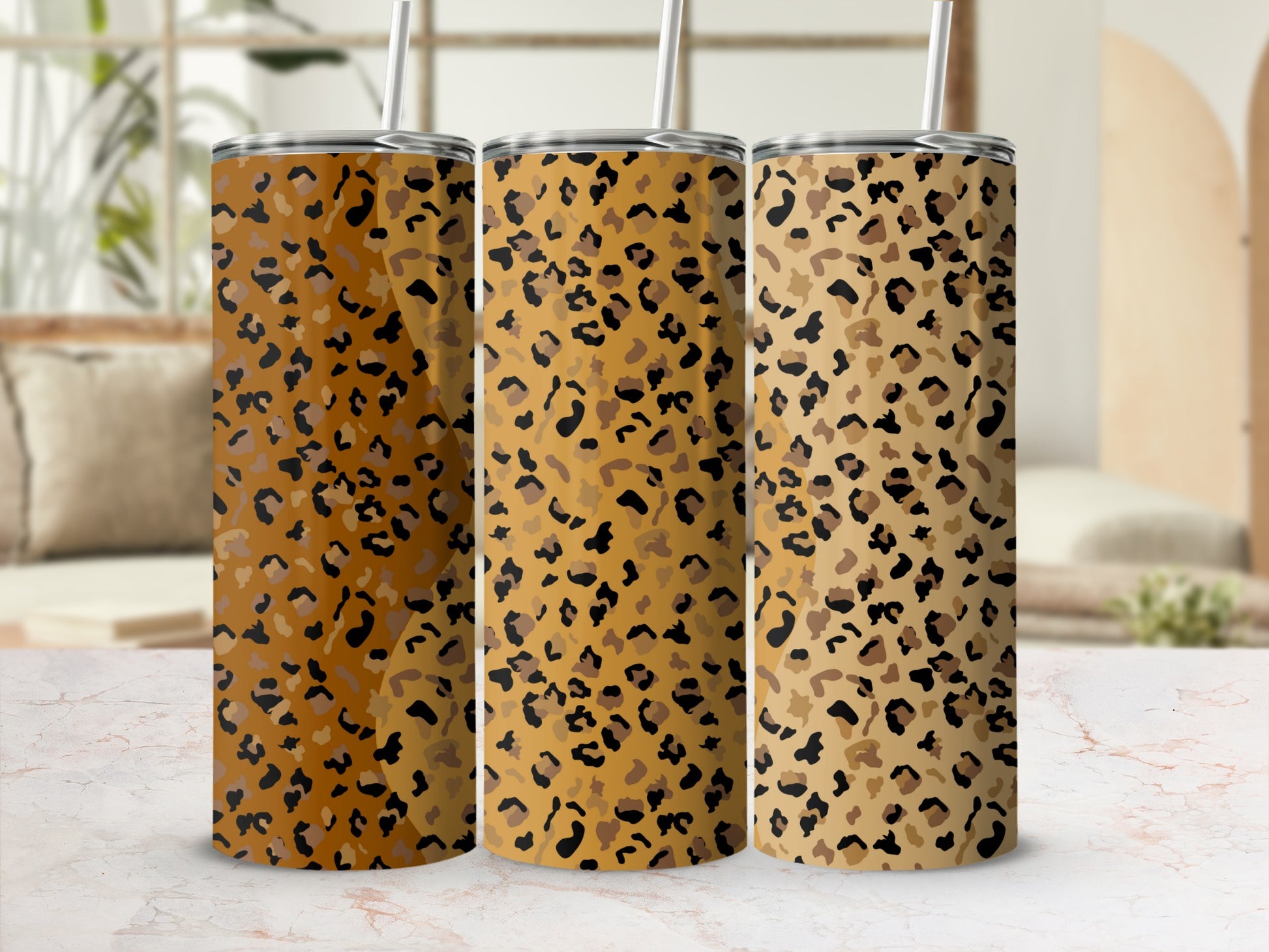Leopard Print Pattern Stainless Steel Slim Tumbler