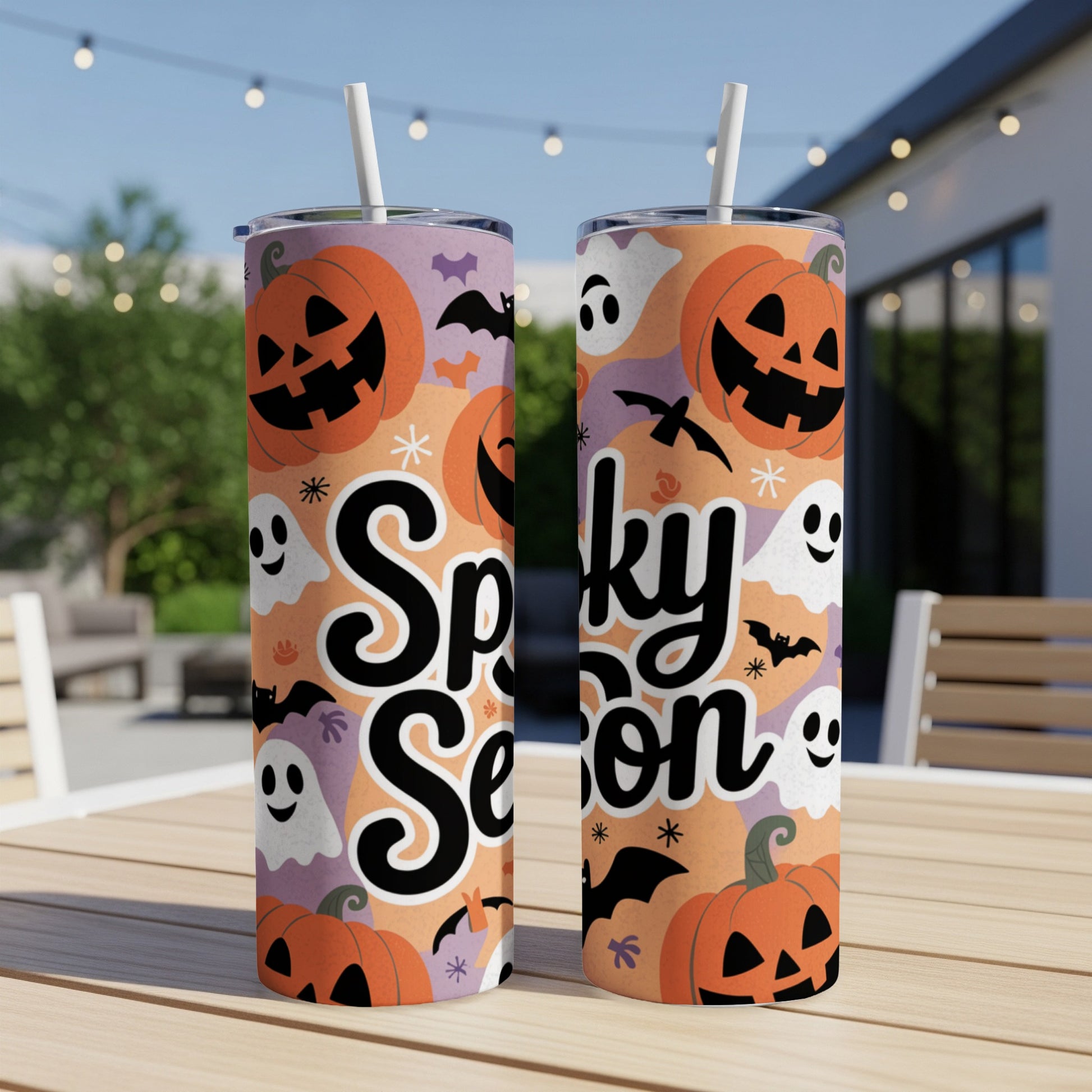 Two tumblers with "Spooky Season" text and Halloween motifs.