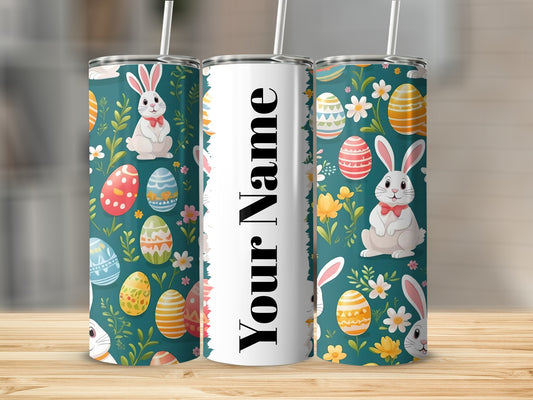 Customized Easter Bunny and Eggs Themed Tumbler