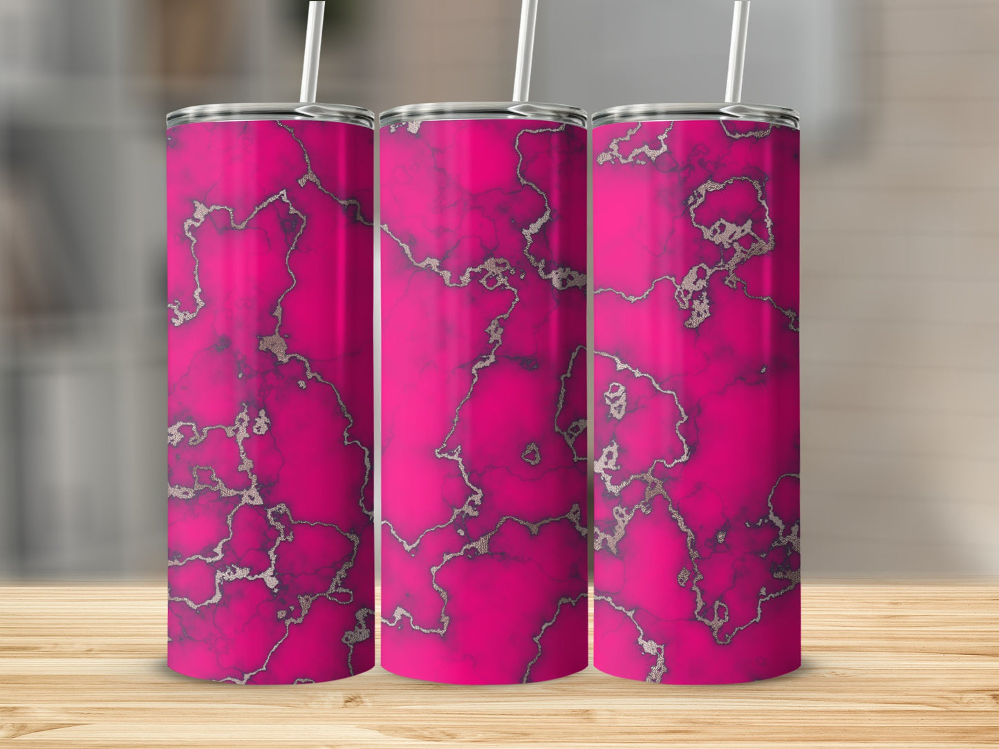 Pink Marble Texture with Gold Veins Design Tumblers