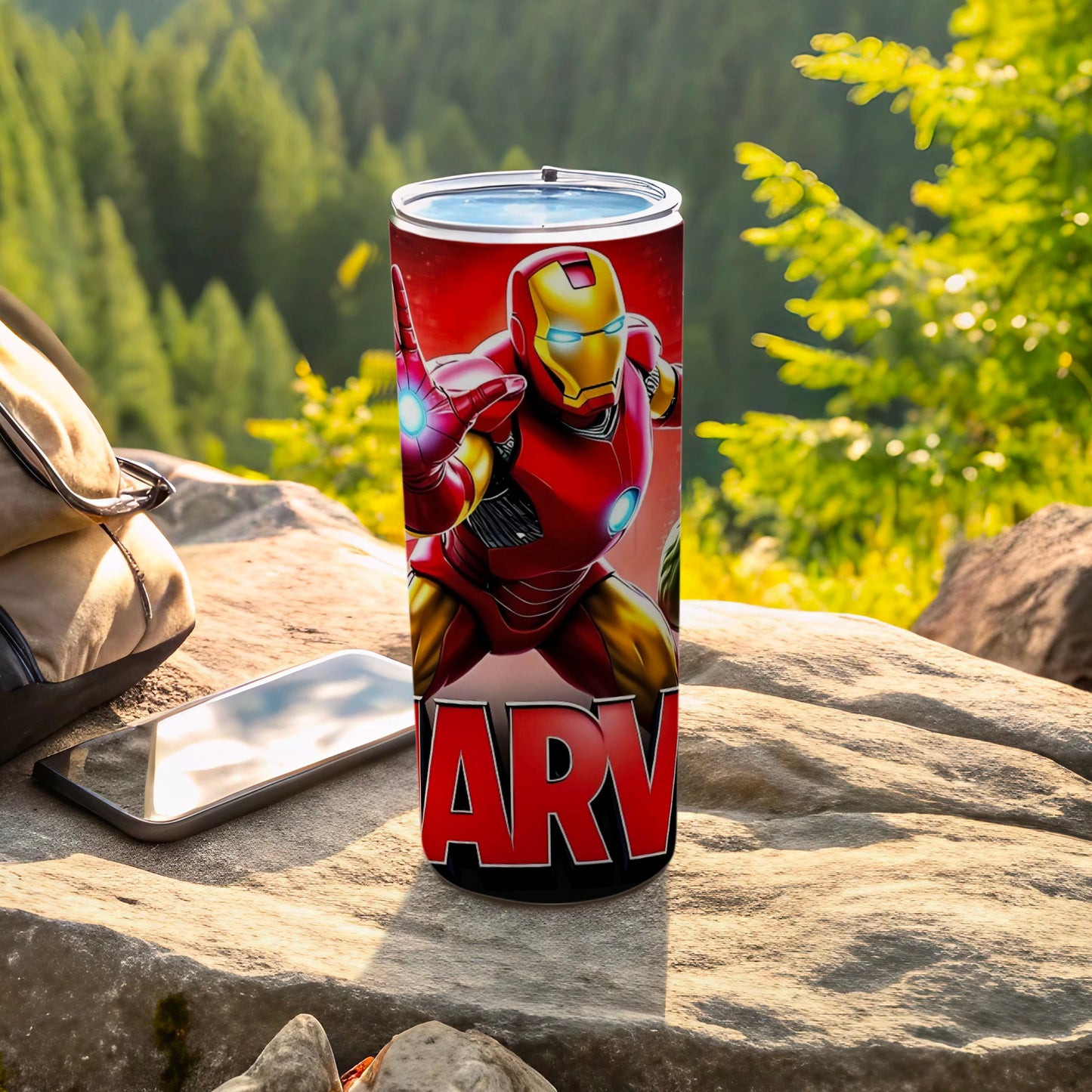 Iron Man Travel Tumbler Featuring Iconic Character Artwork