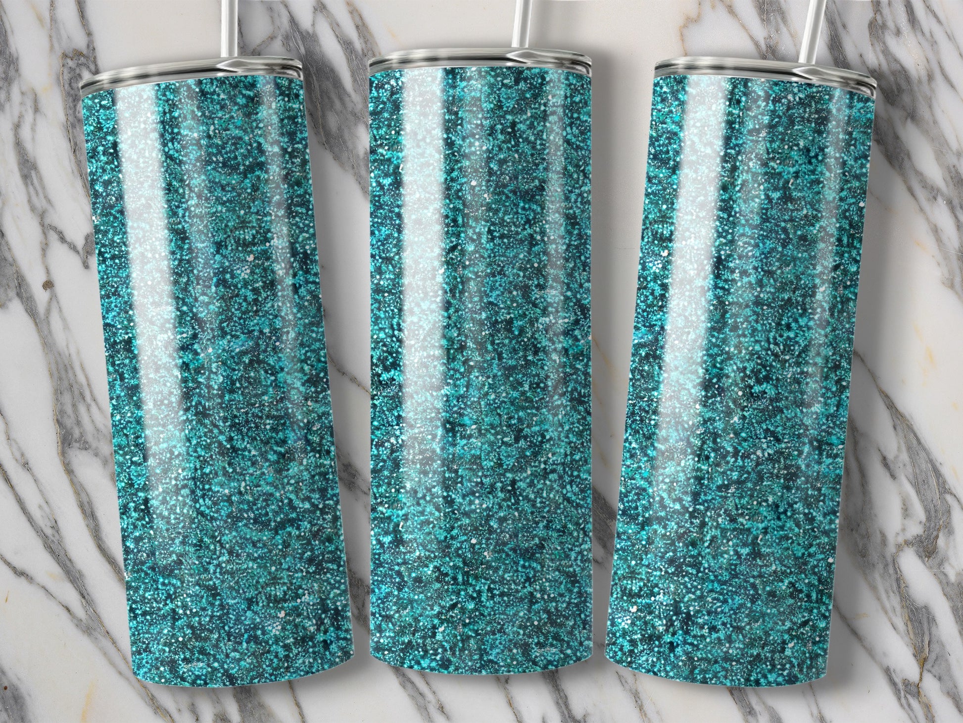 Sparkling Teal Glitter Tumblers for Beverage Use