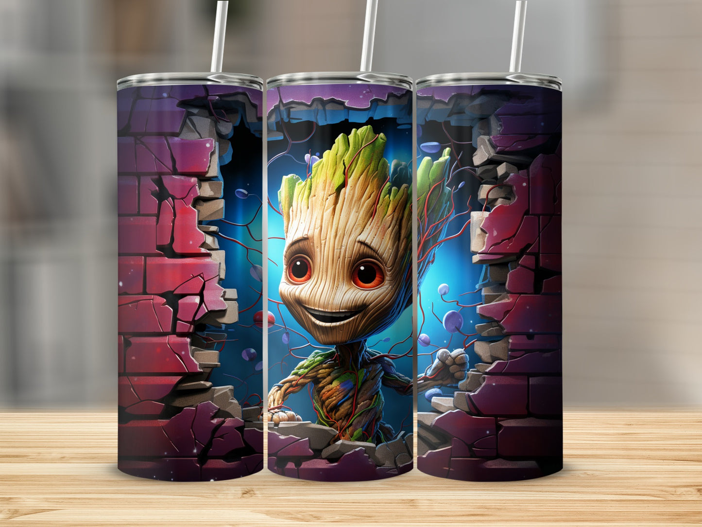 Adorable Character Tumbler Cup with Colorful Background Design