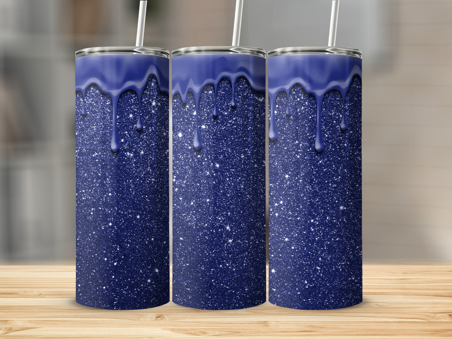 Sparkling Blue Glitter Drip Design Tumbler product