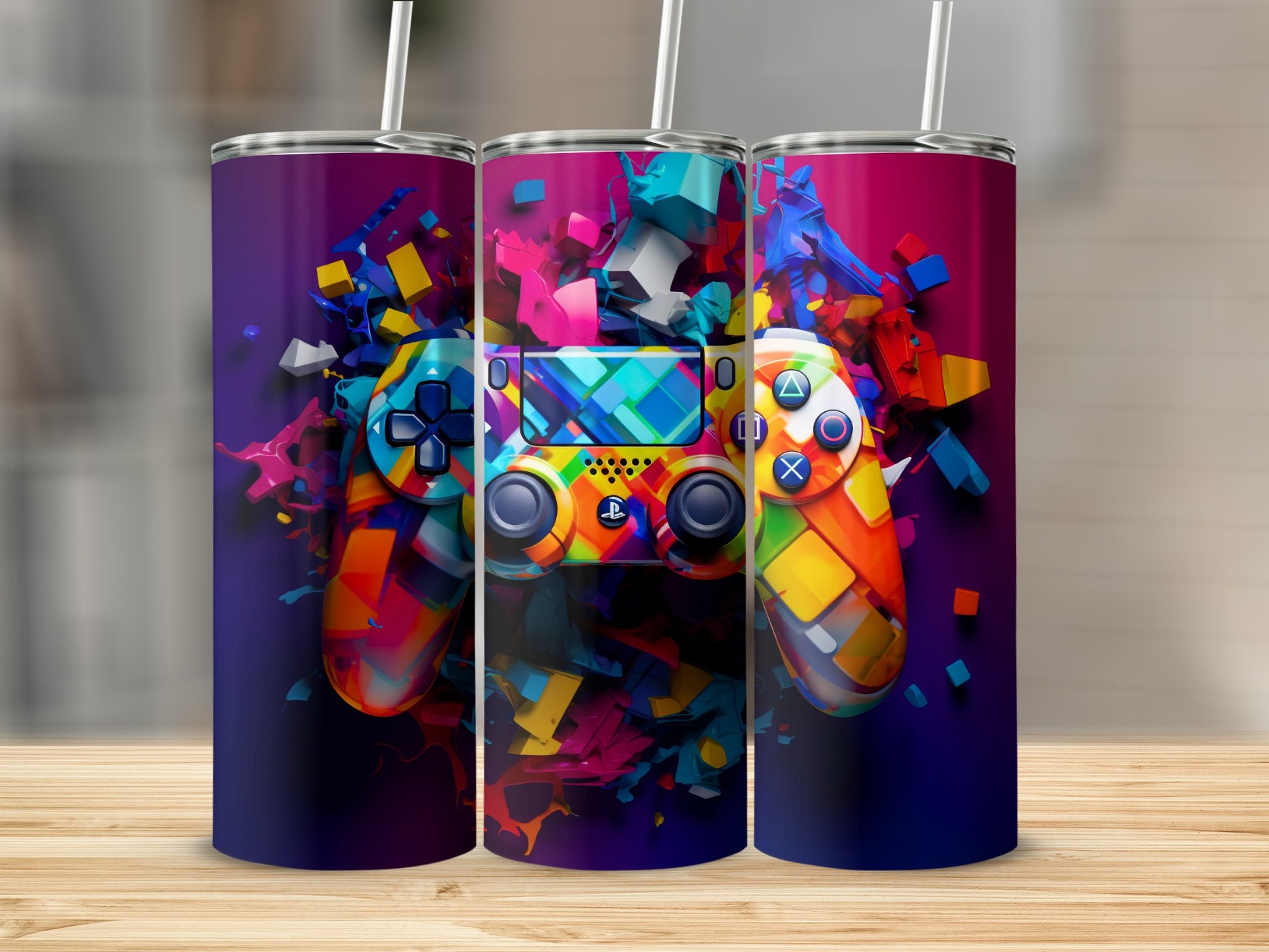 Vibrant Gaming Controller Tumbler For Gamers Collectibles