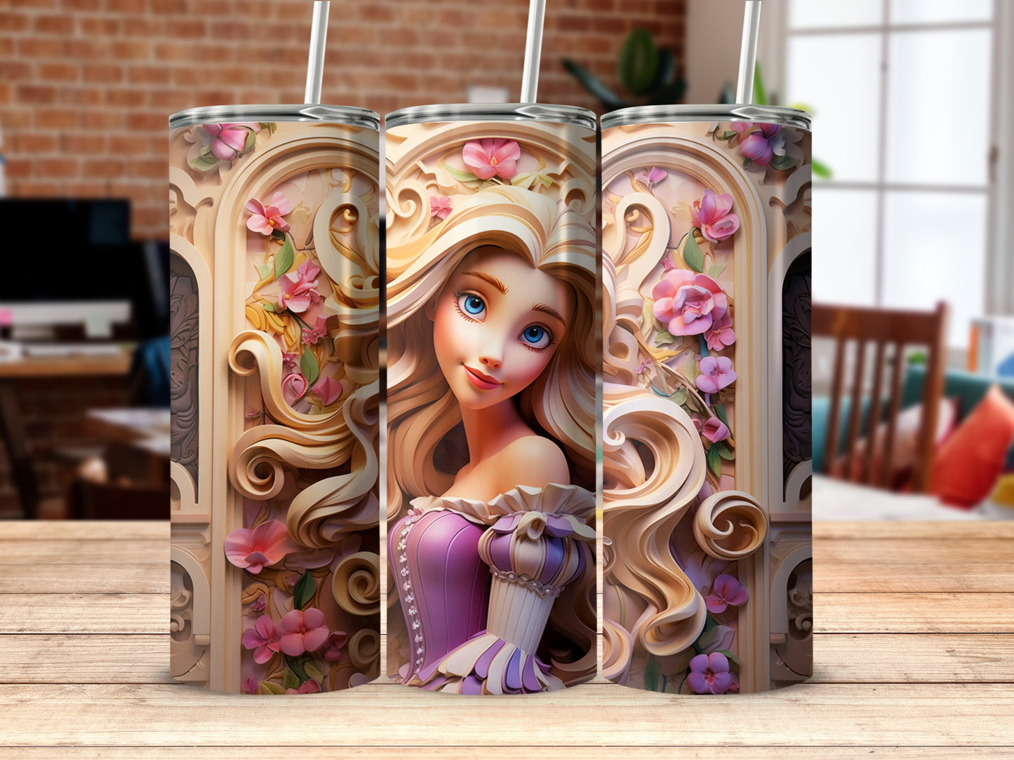 Elegant Floral Princess Design Tumbler for Gifts