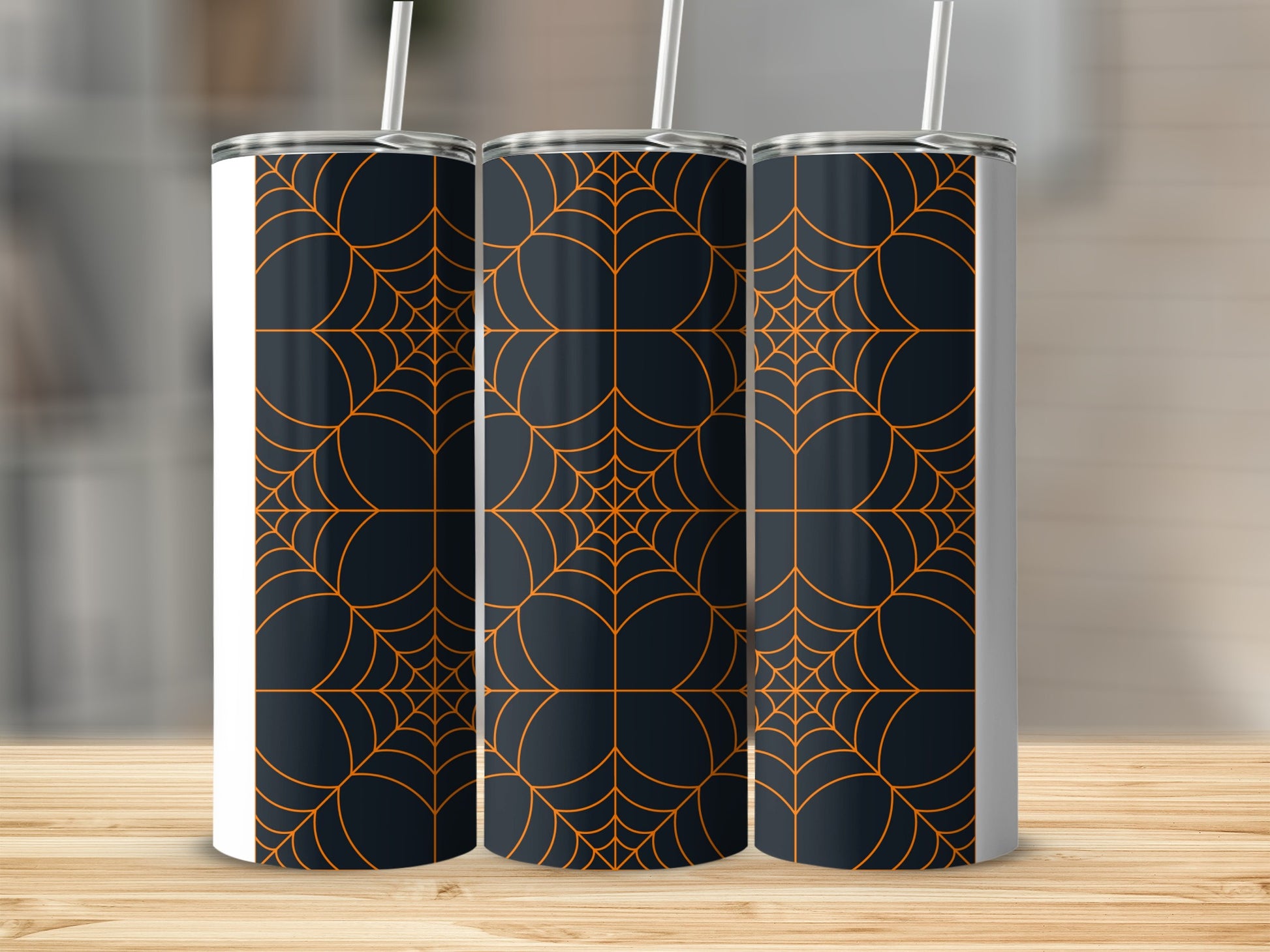 Spooky Orange Black Spiderweb Halloween Tumbler product type