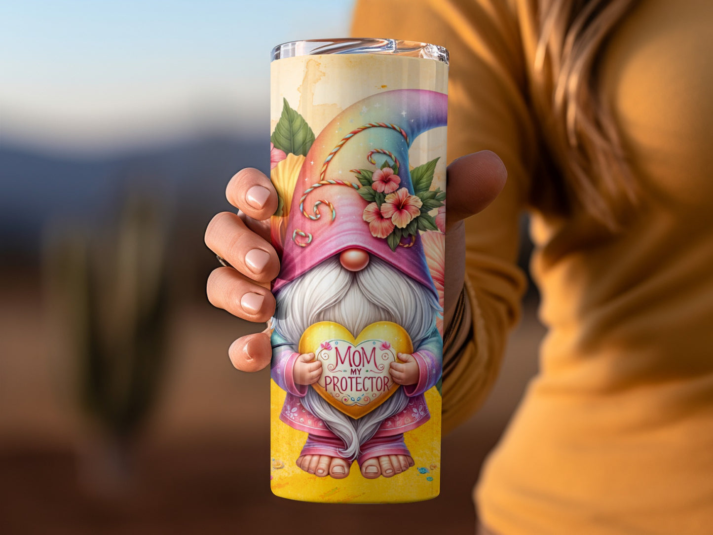 Colorful Mom Protector Gnome Themed Drink Tumbler