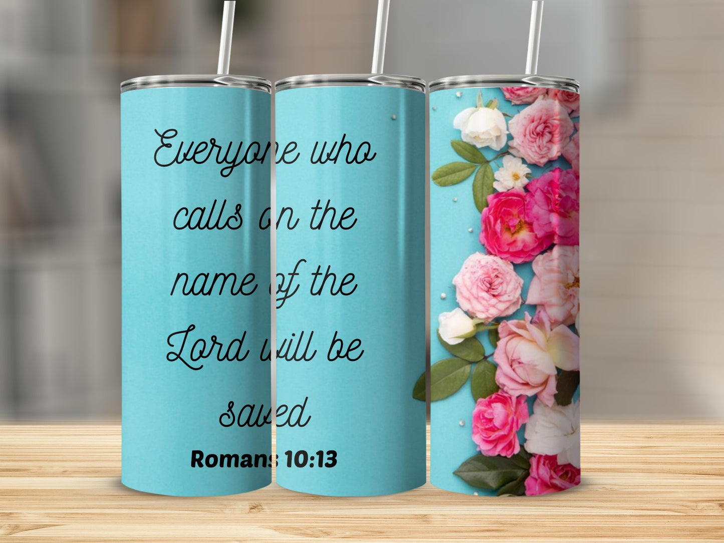 Inspirational Floral Design Tumbler for Faithful Hearts