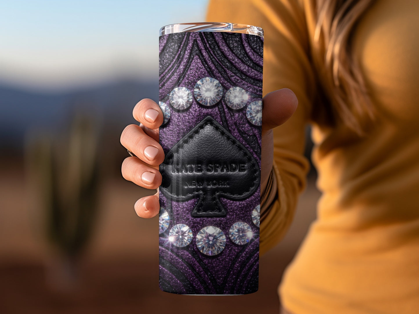 Inspired By Fabulous Kate Spade New York Spade with Diamonds on Purple Tumblers