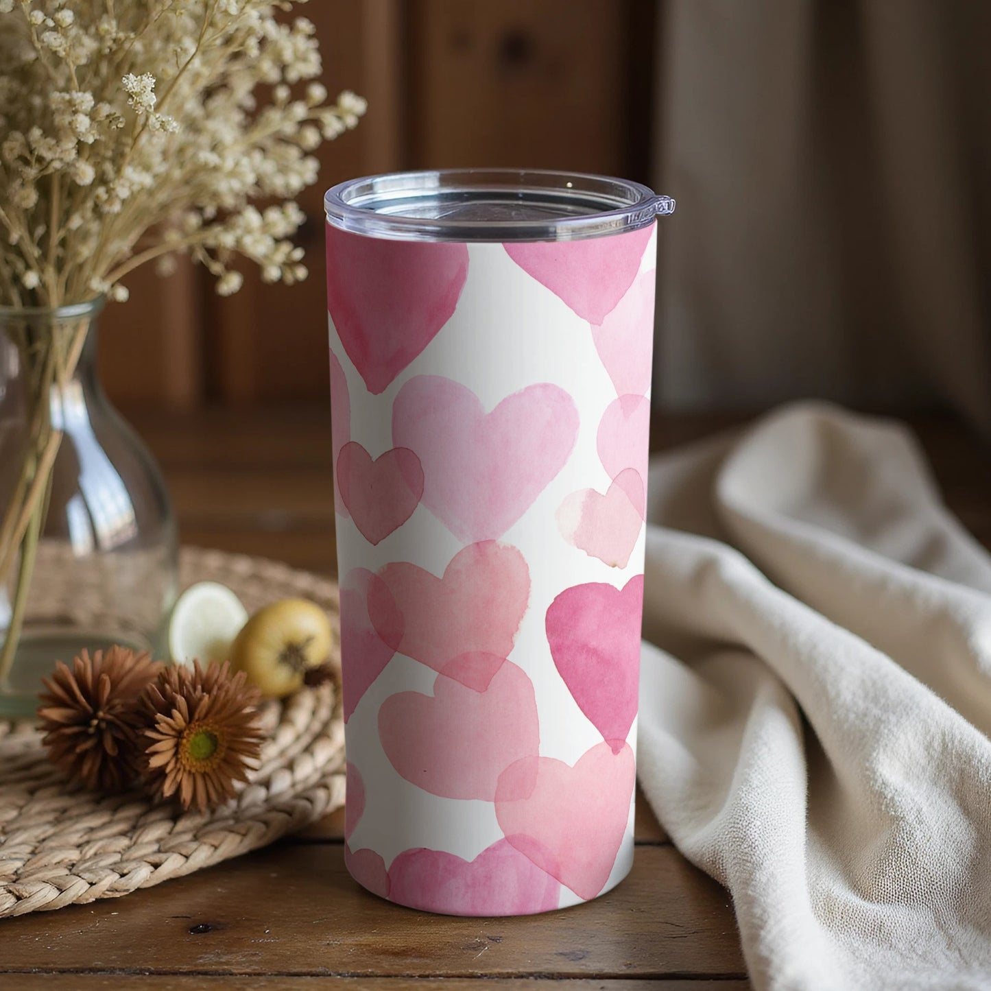 Adorable Heart Patterned Drinkware Tumbler Cup