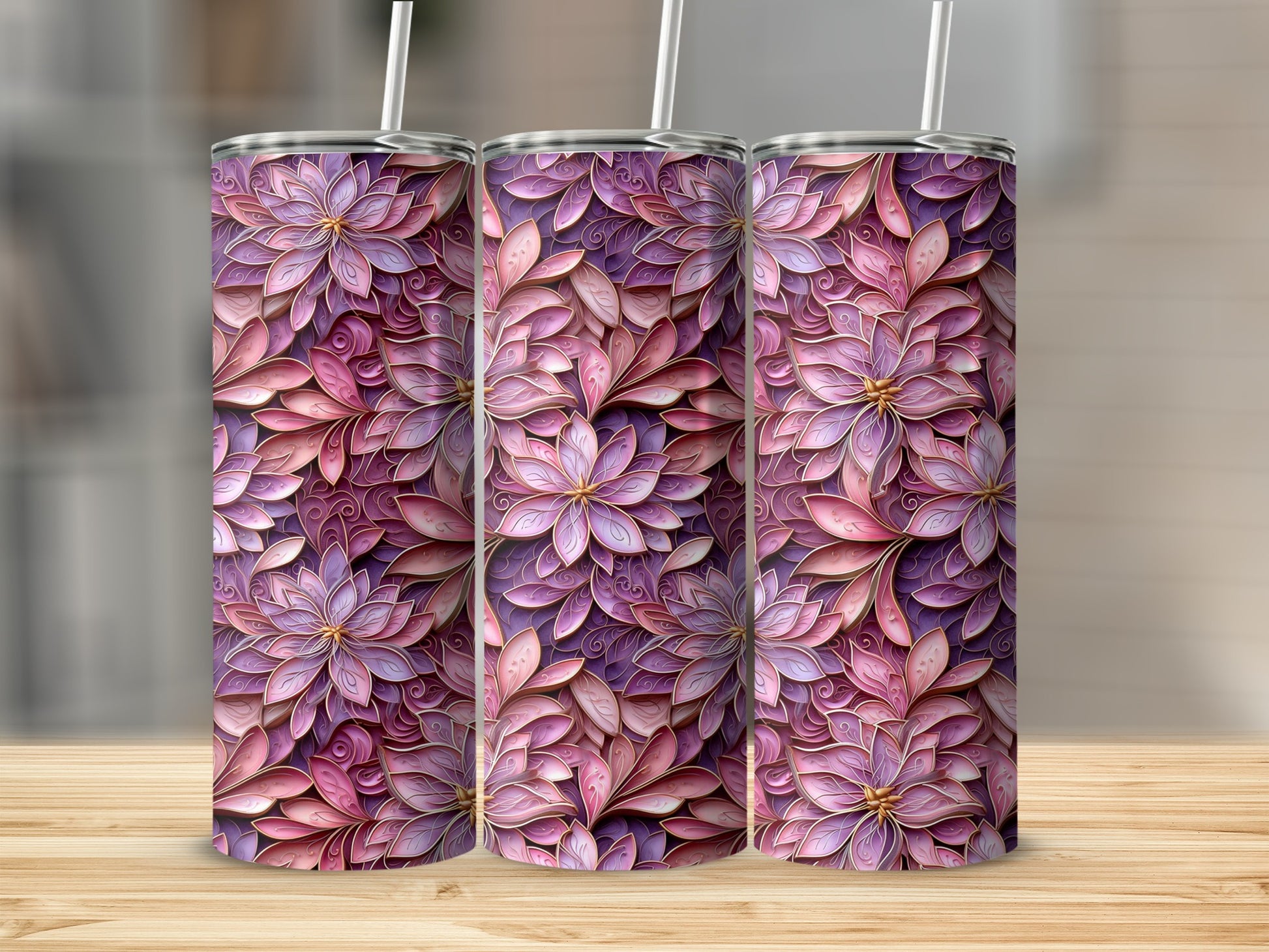 Vibrant Floral Design Insulated Tumbler Flask