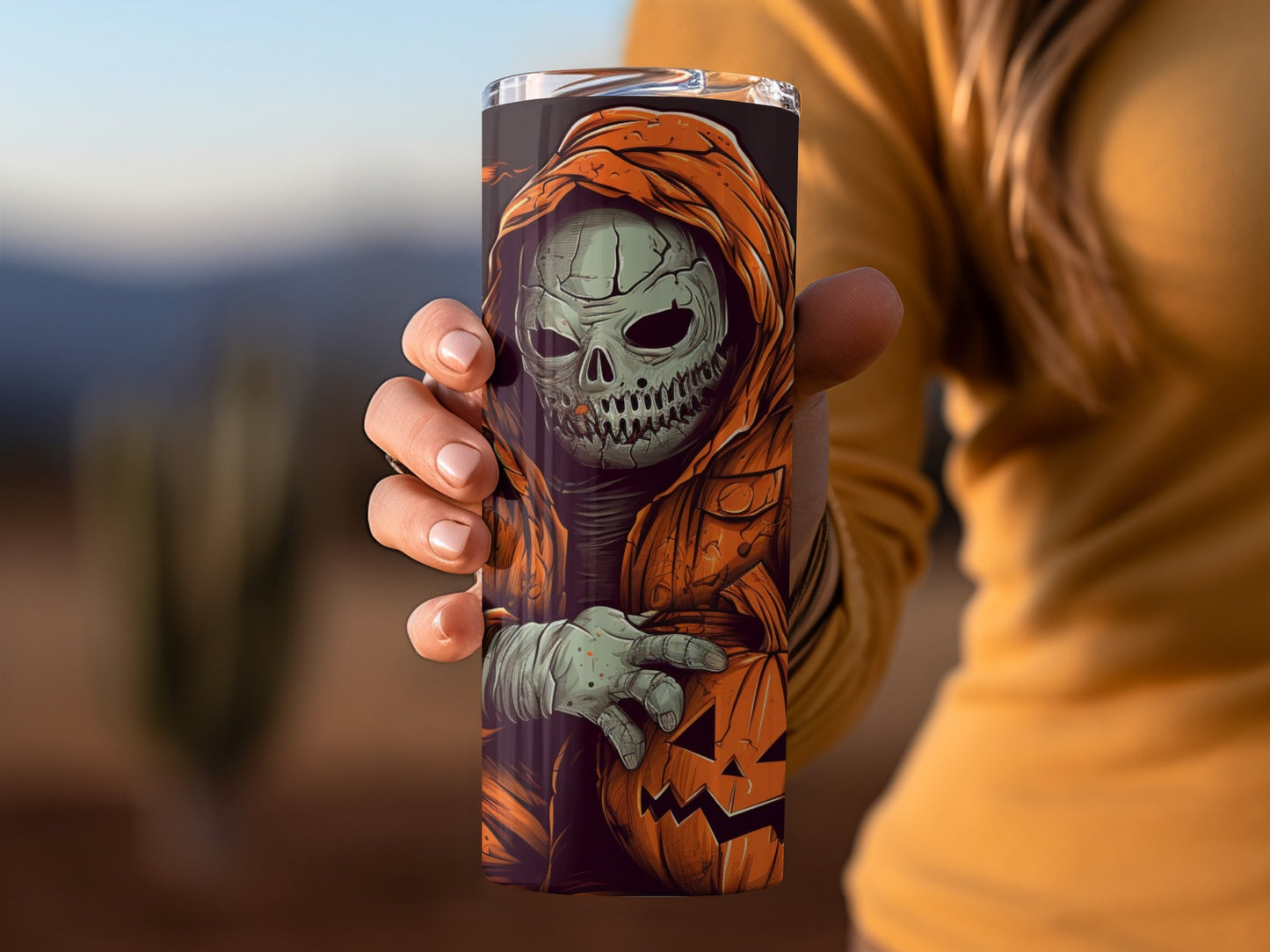 Creepy Halloween Skeleton Hoodie Design Tumbler