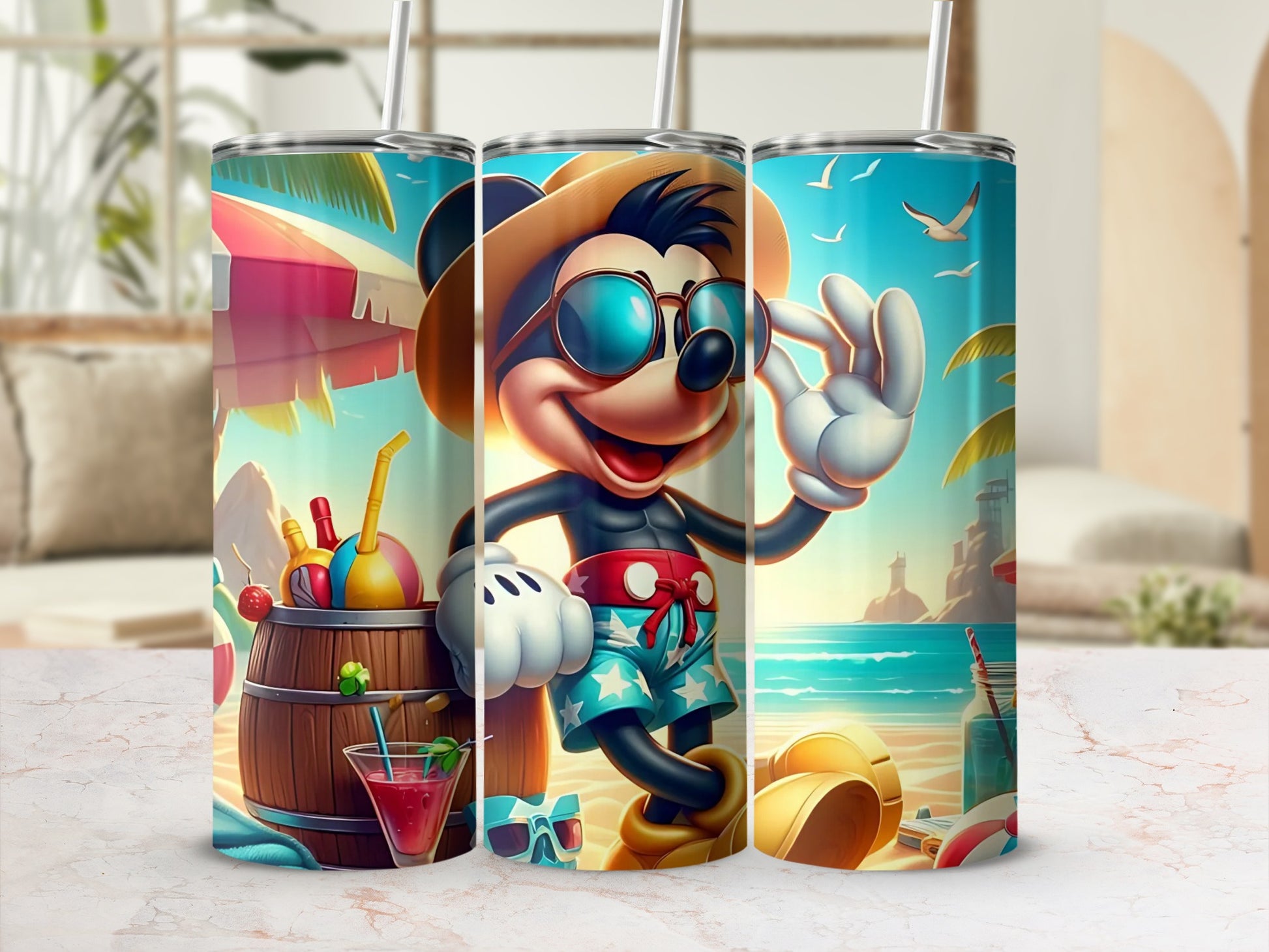 Beach Vacation Cartoon Character Tumbler Cup fun