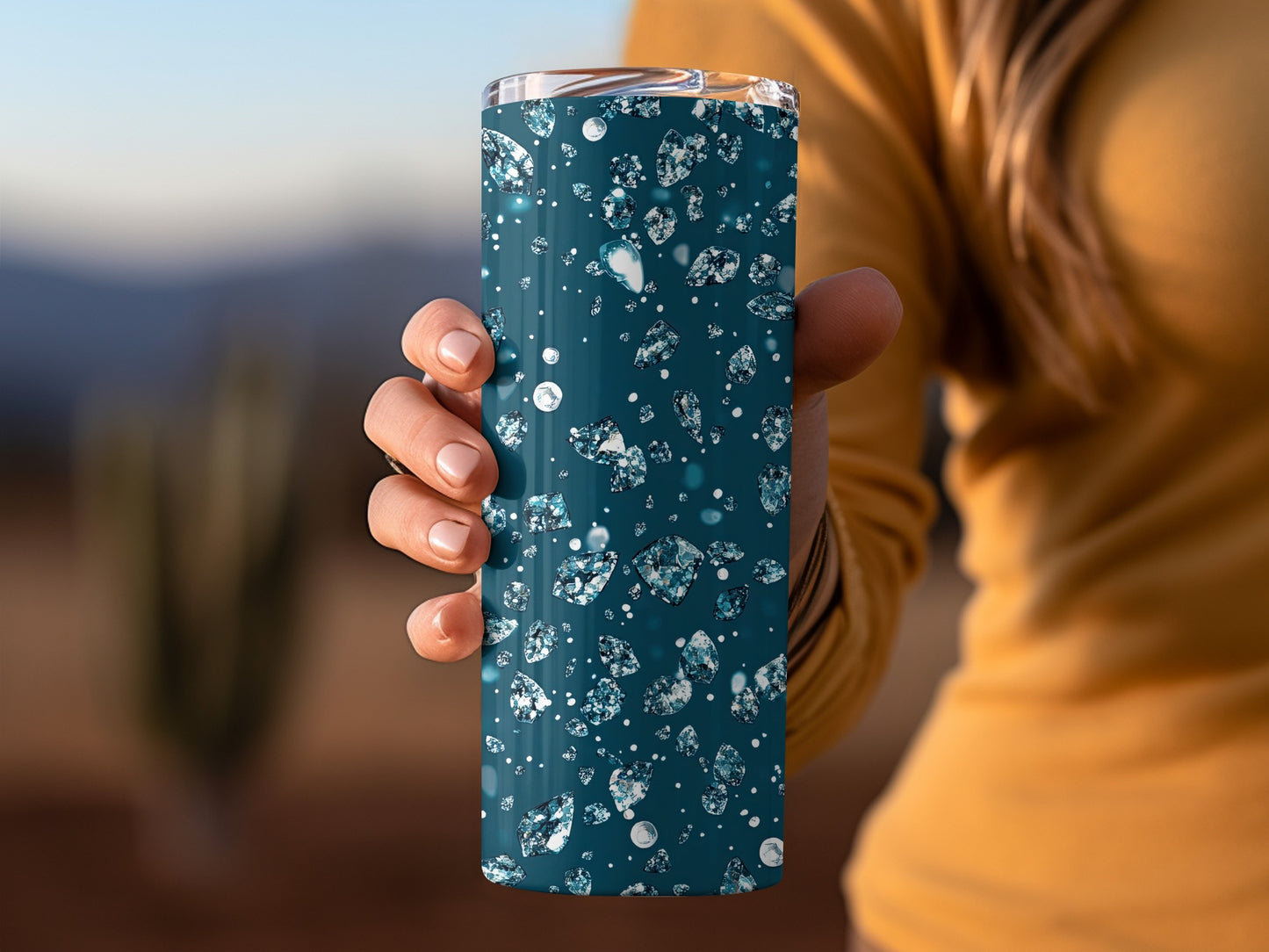 Diamonds in Motion Design Cool Dark Aqua Background Tumblers