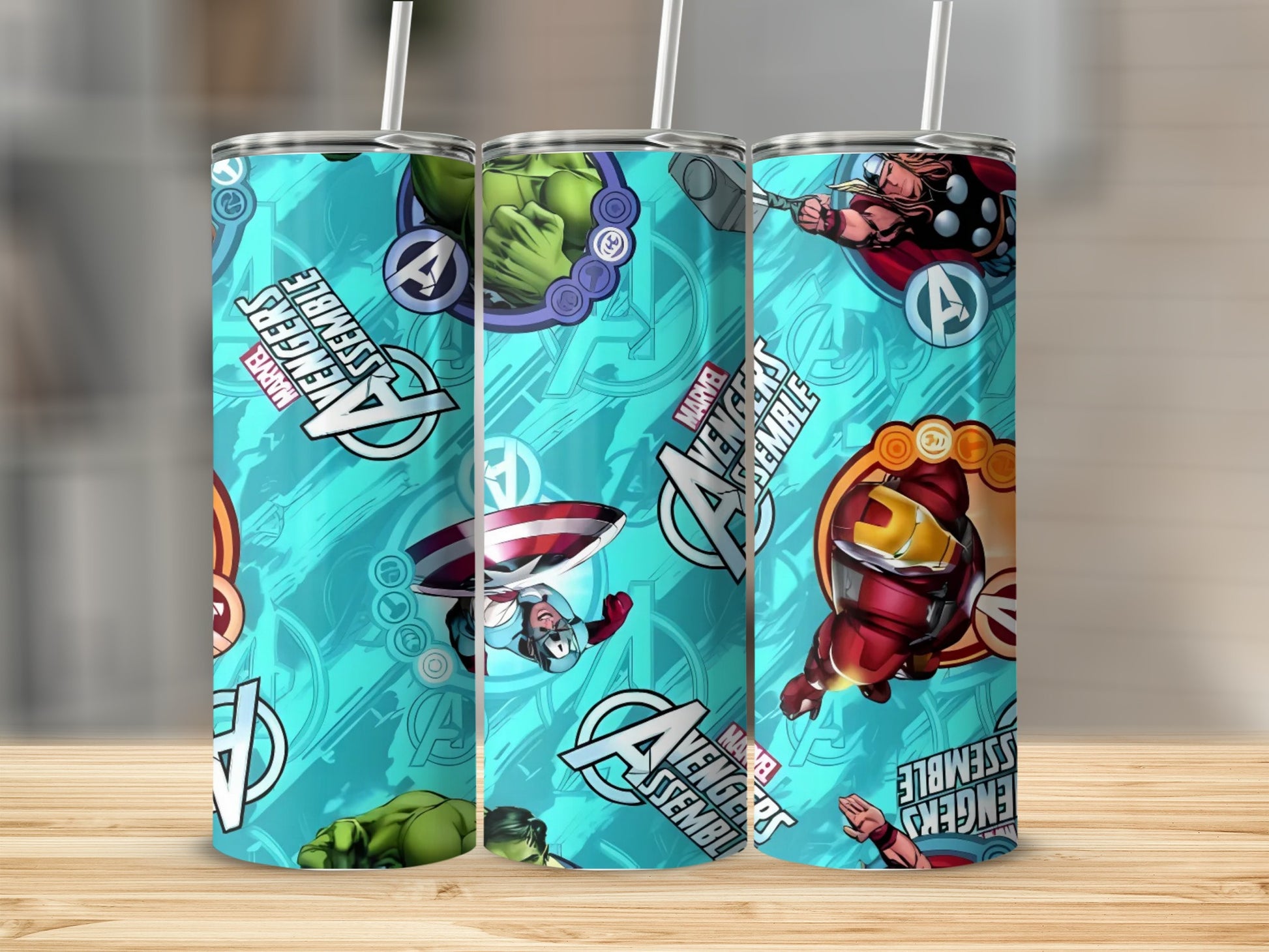 Marvel Avengers Assemble Custom Tumblers with Straws
