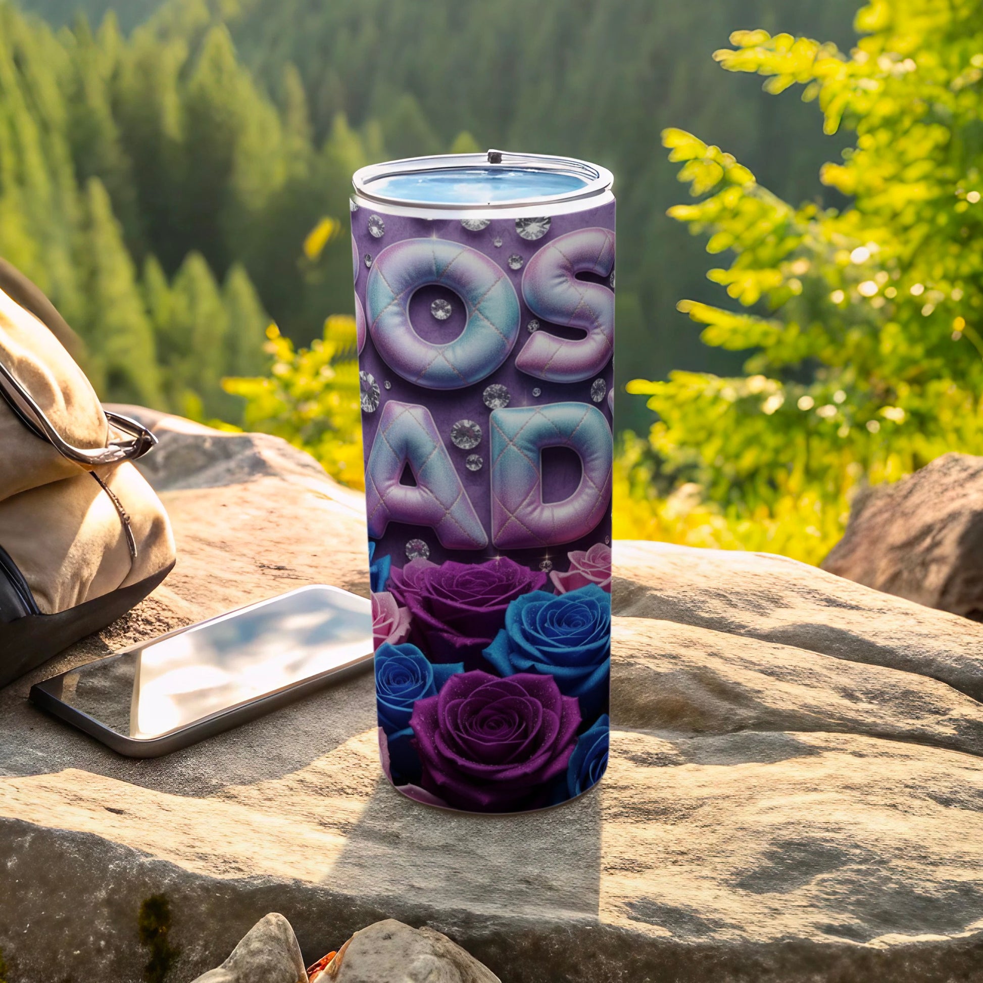 Vibrant Rose and Gemstone Themed OSAD Tumbler