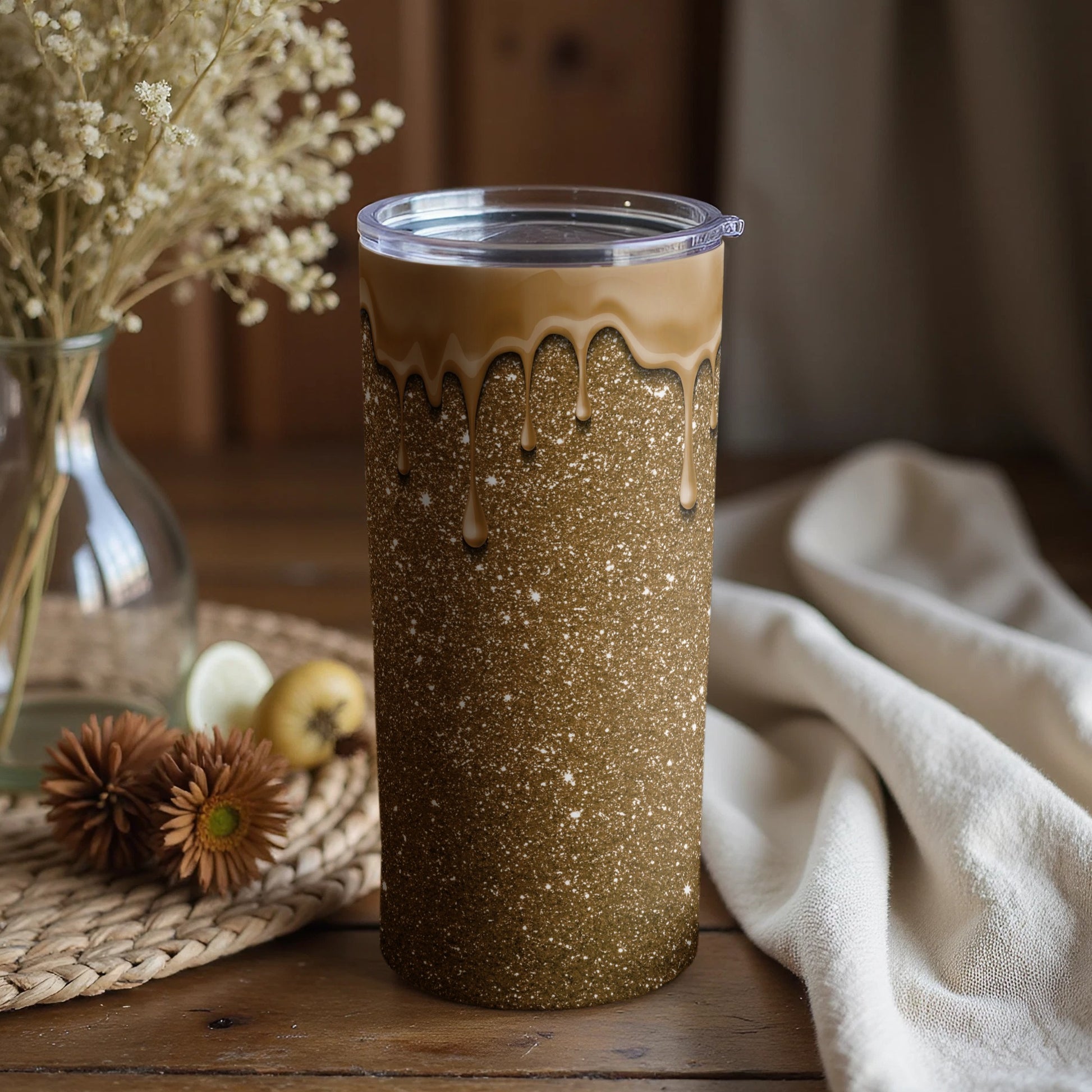 Sparkling Gold Glitter Drip Eco-Friendly Drinkware