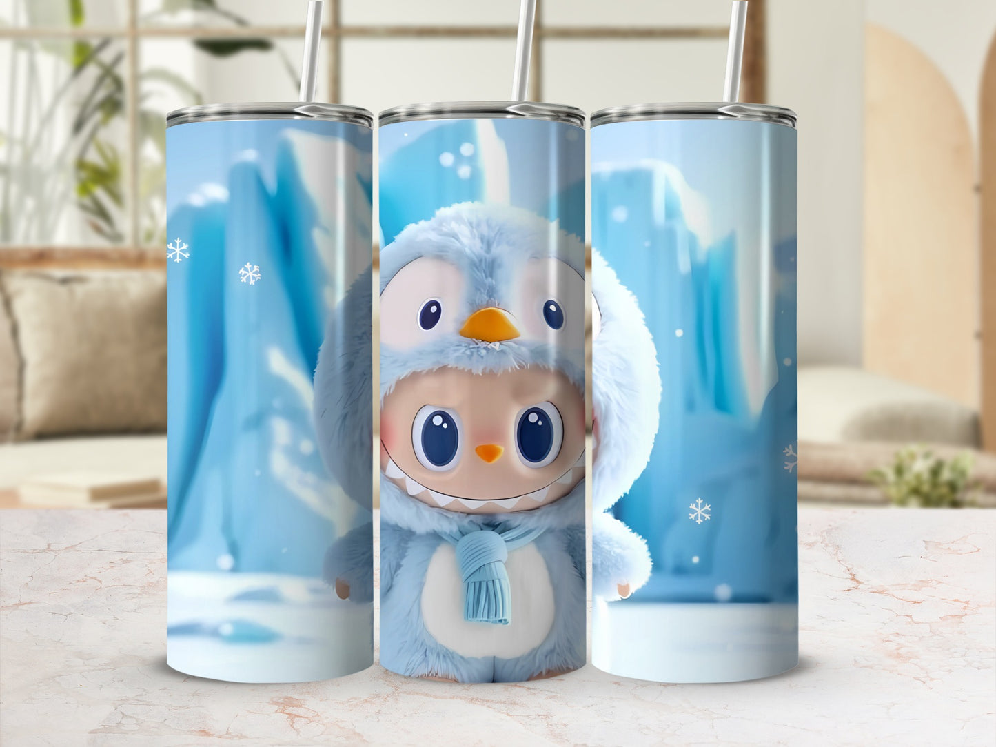 Cute Winter Penguin Design Insulated Tumbler