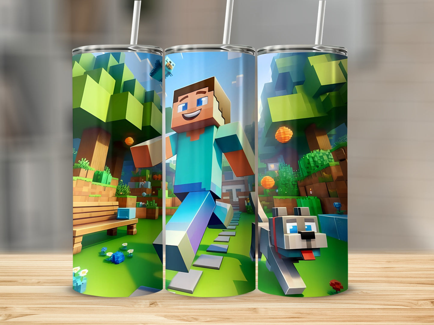 Vibrant Digital Game Character Themed Drink Tumbler