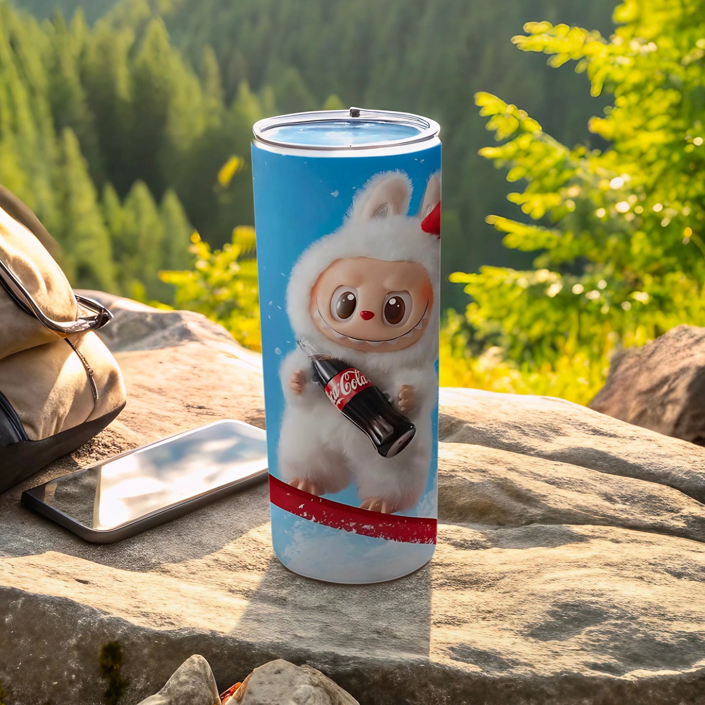 Cute Cartoon Character Holding Coca Cola Insulated Tumbler