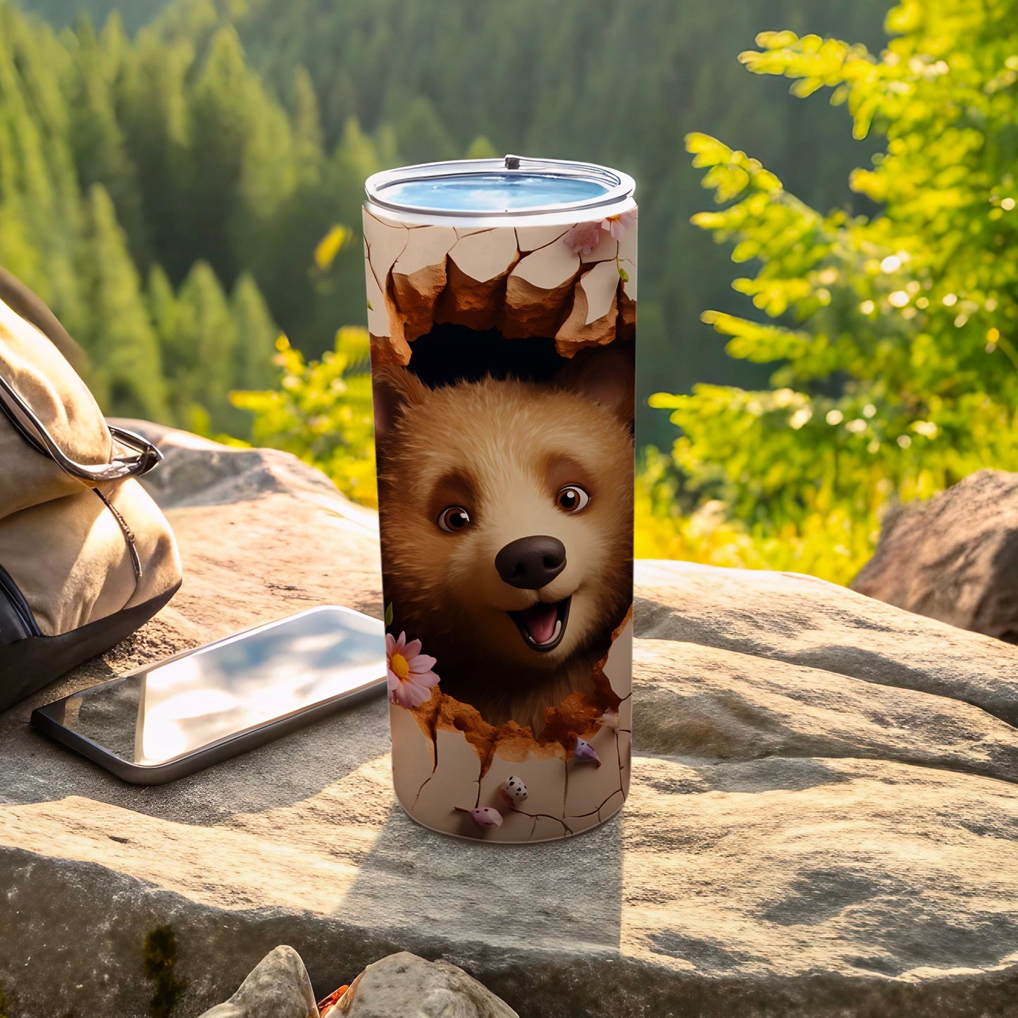 Adorable Bear Cub Cracked Surface Smiling Face Tumbler product type