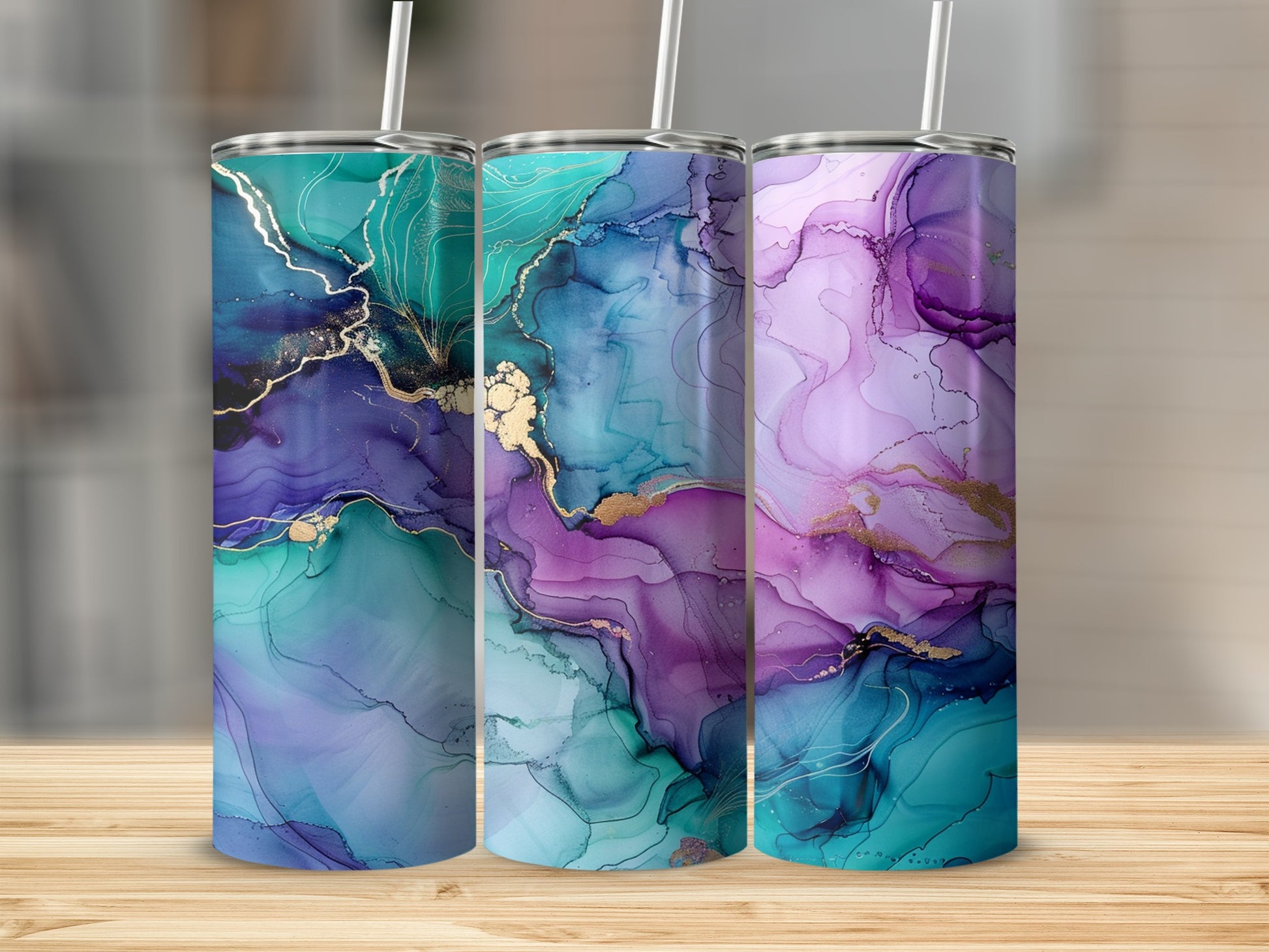 Abstract Teal and Purple Art Design Tumbler