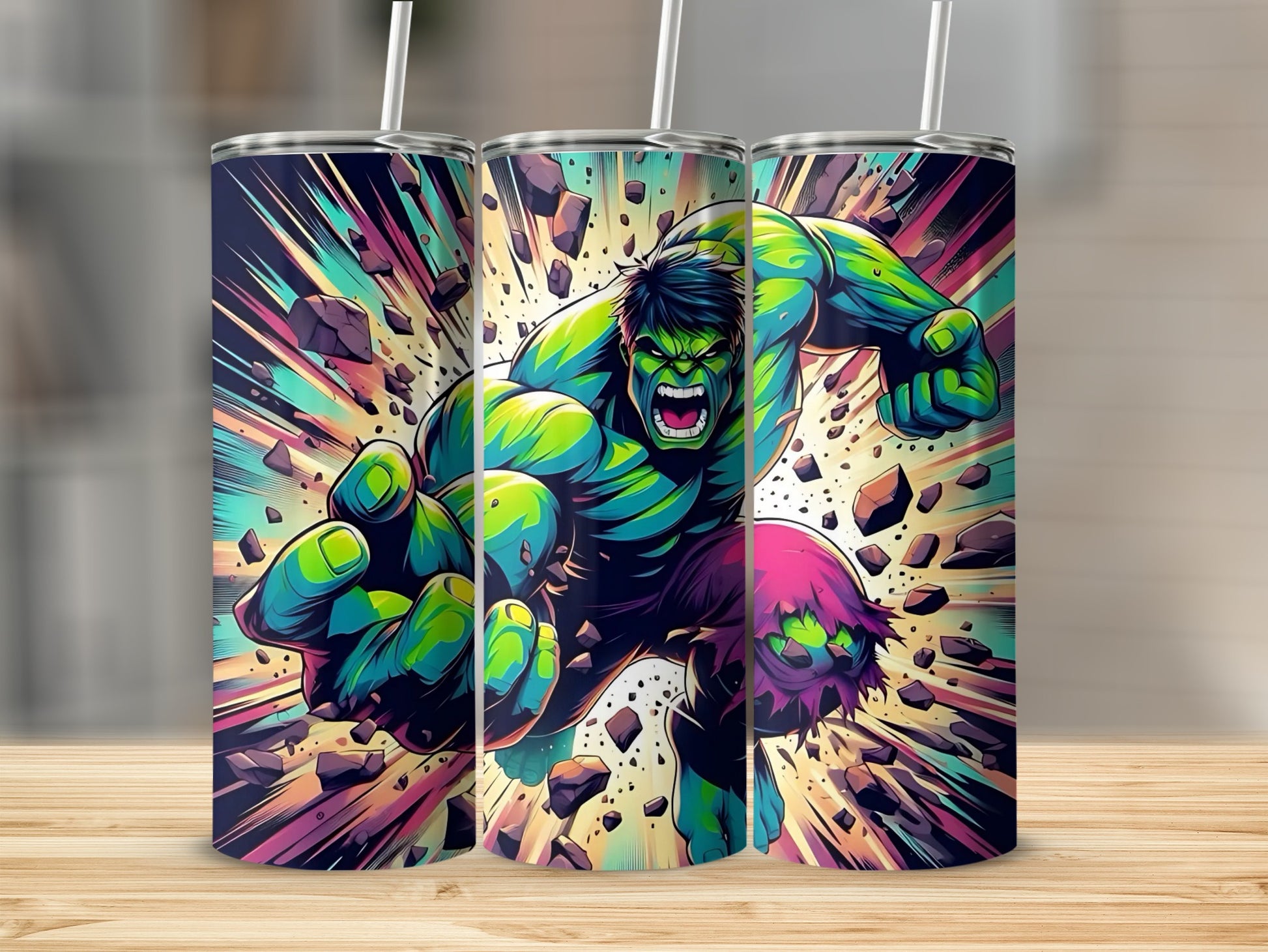 Vibrant Green Monster Explosion Tumbler Flask