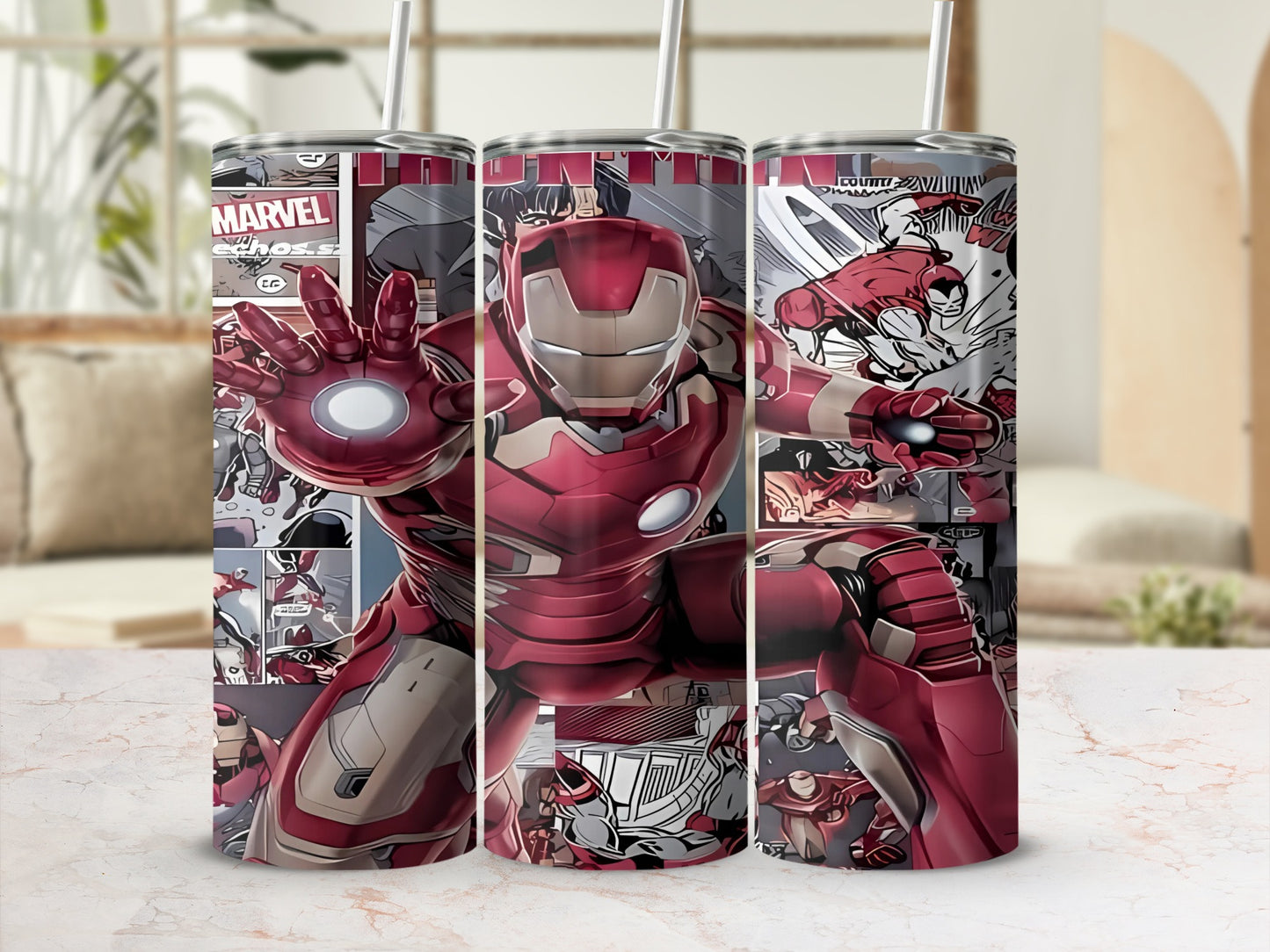 Marvel Iron Man Comic Strip Design Tumbler