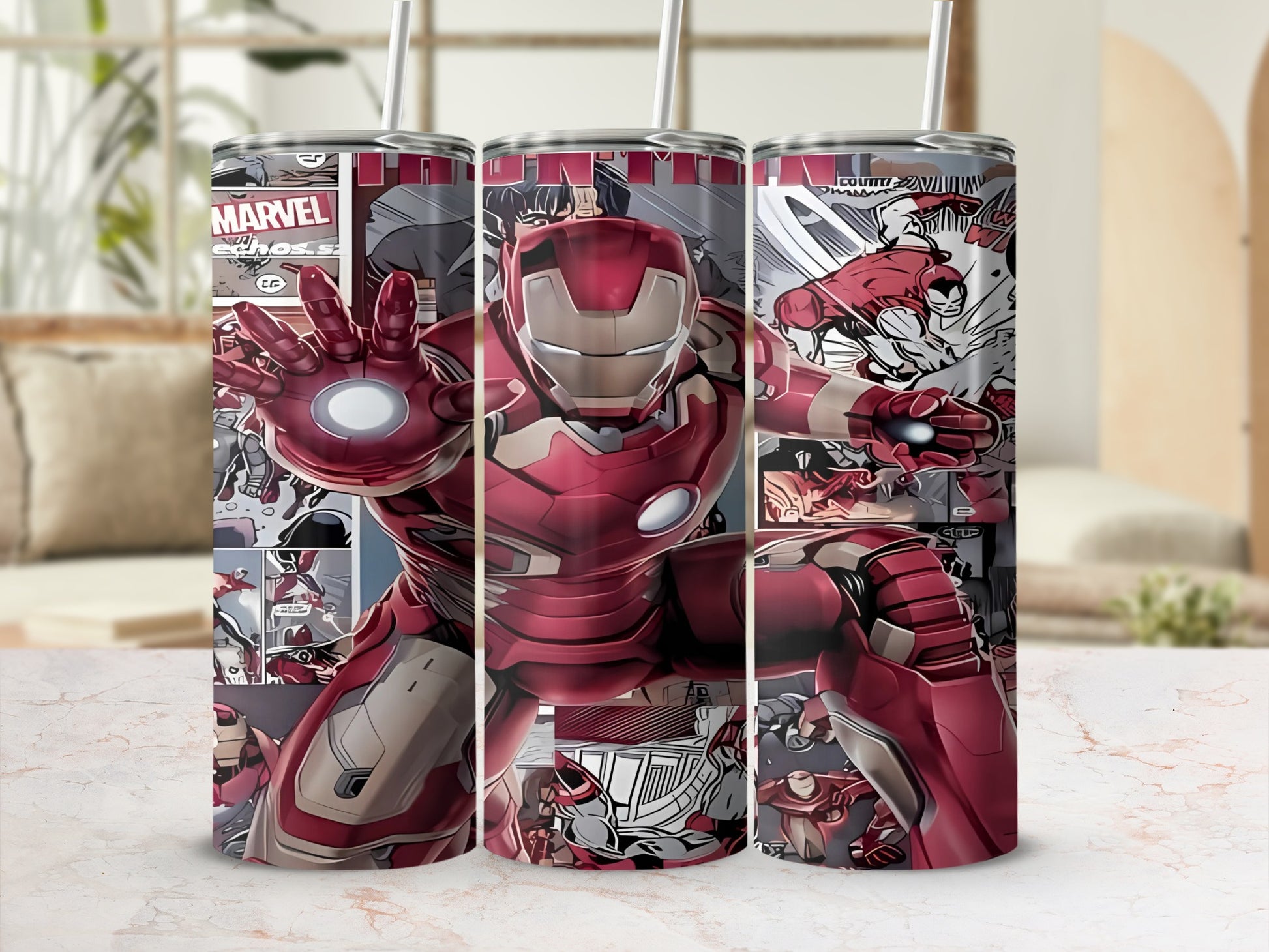 Marvel Iron Man Comic Strip Design Tumbler