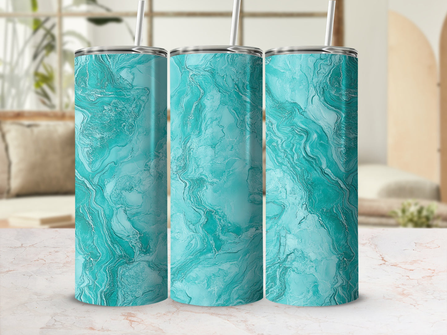 Aqua Swirls of Serenity A Relaxing Design for Tumblers