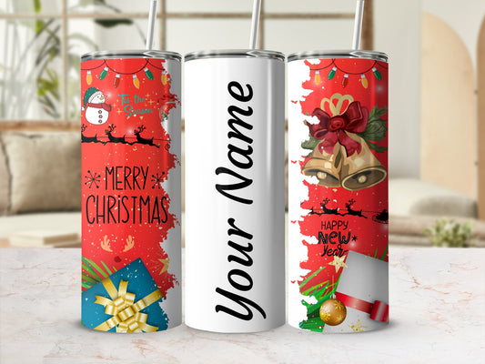 Festive Merry Christmas and Happy New Year Tumbler