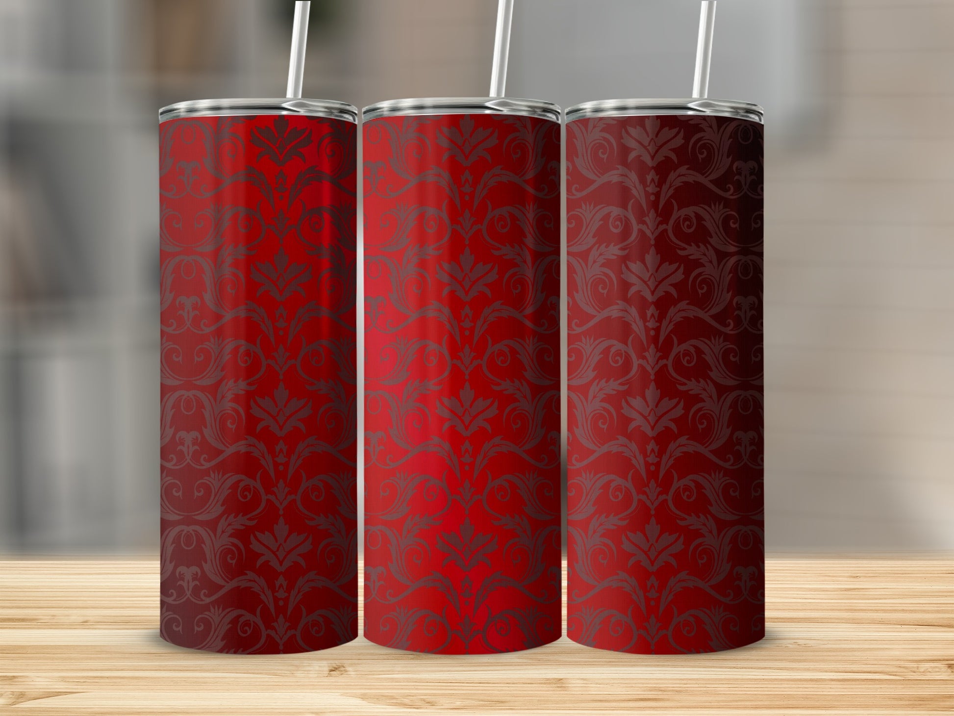 Deep Red Damask Pattern Drink Container product type