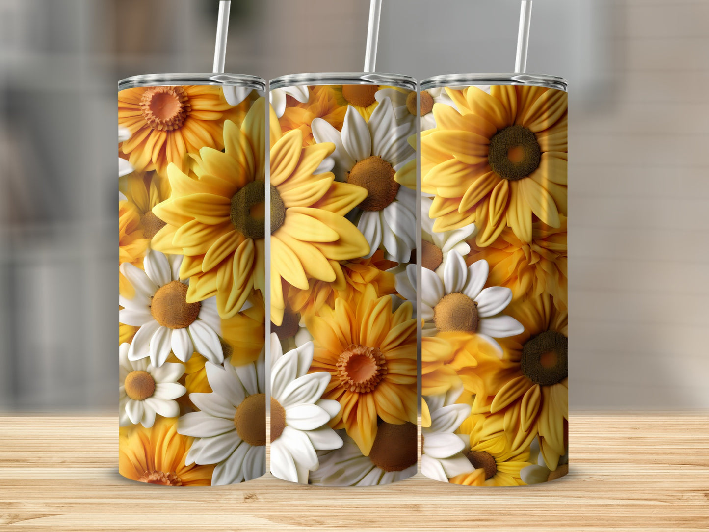 Sunflower and Daisy Design Insulated Tumbler Product