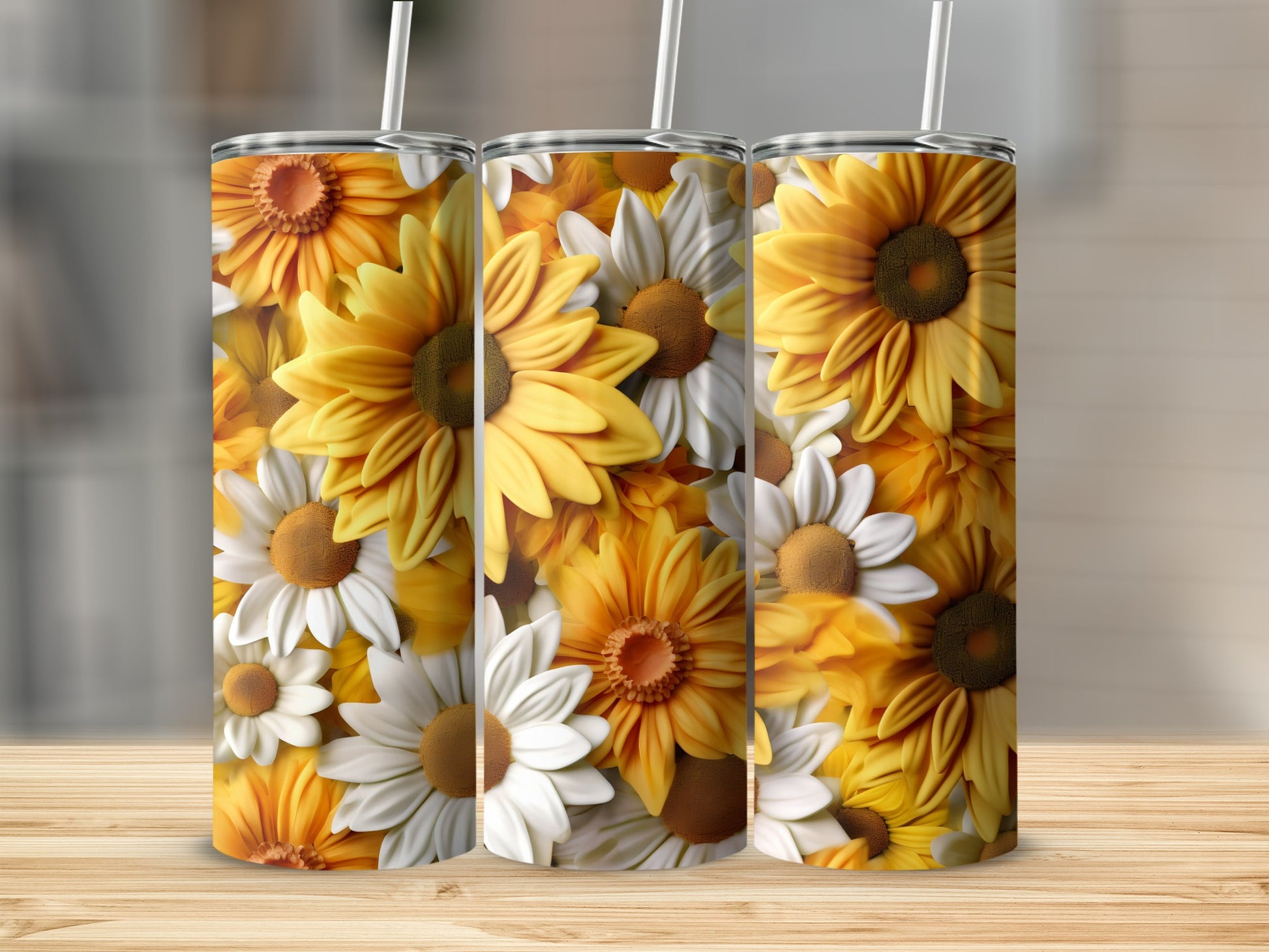 Sunflower and Daisy Design Insulated Tumbler Product