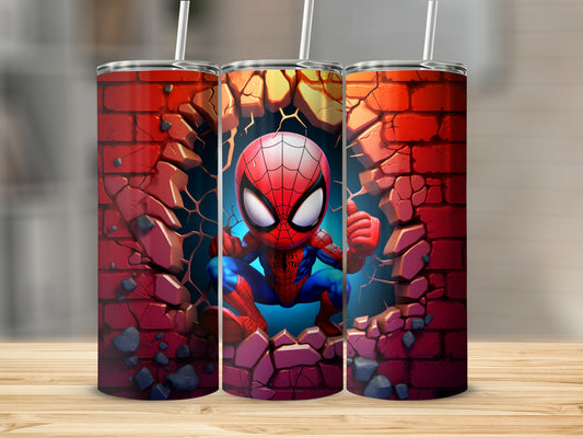 Spider Hero Wall Break Design Insulated Tumbler Cup