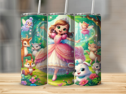 Enchanted Princess in Forest with Animals Tumbler Cup