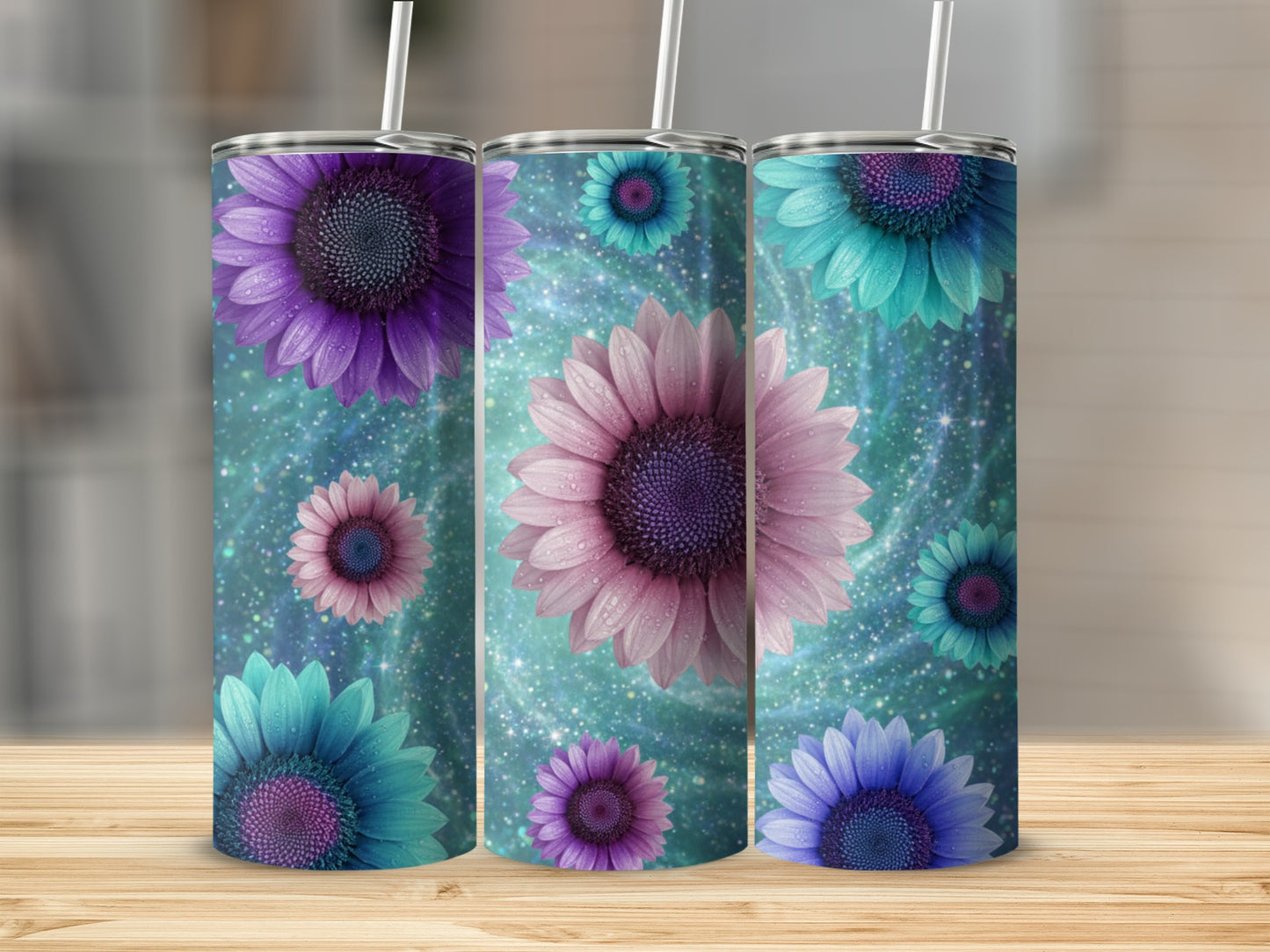 Colorful Flower Galaxy Art Design Tumbler