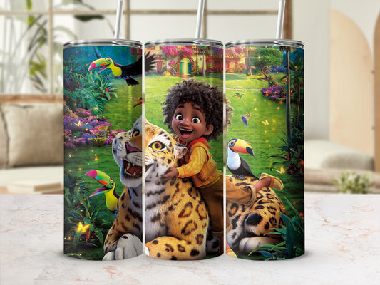 Jungle Adventure Kids Custom Tumbler with Straw Flask