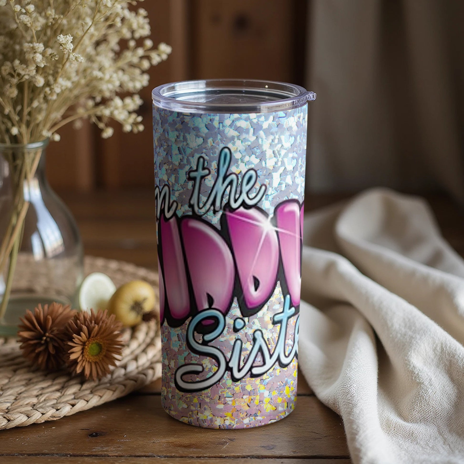 Colorful On The Go Cup with Fun Design for Sisters