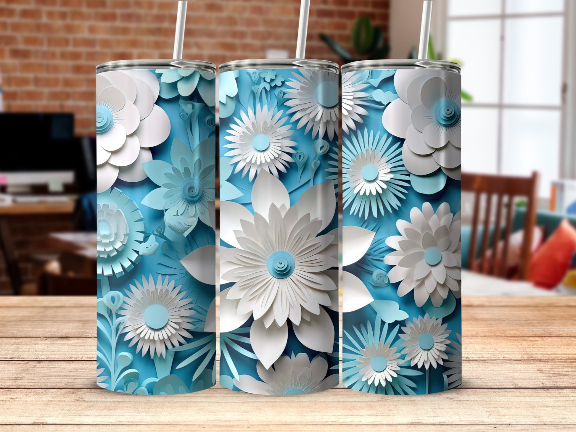 Floral Themed Stainless Steel Tumbler for Beverages