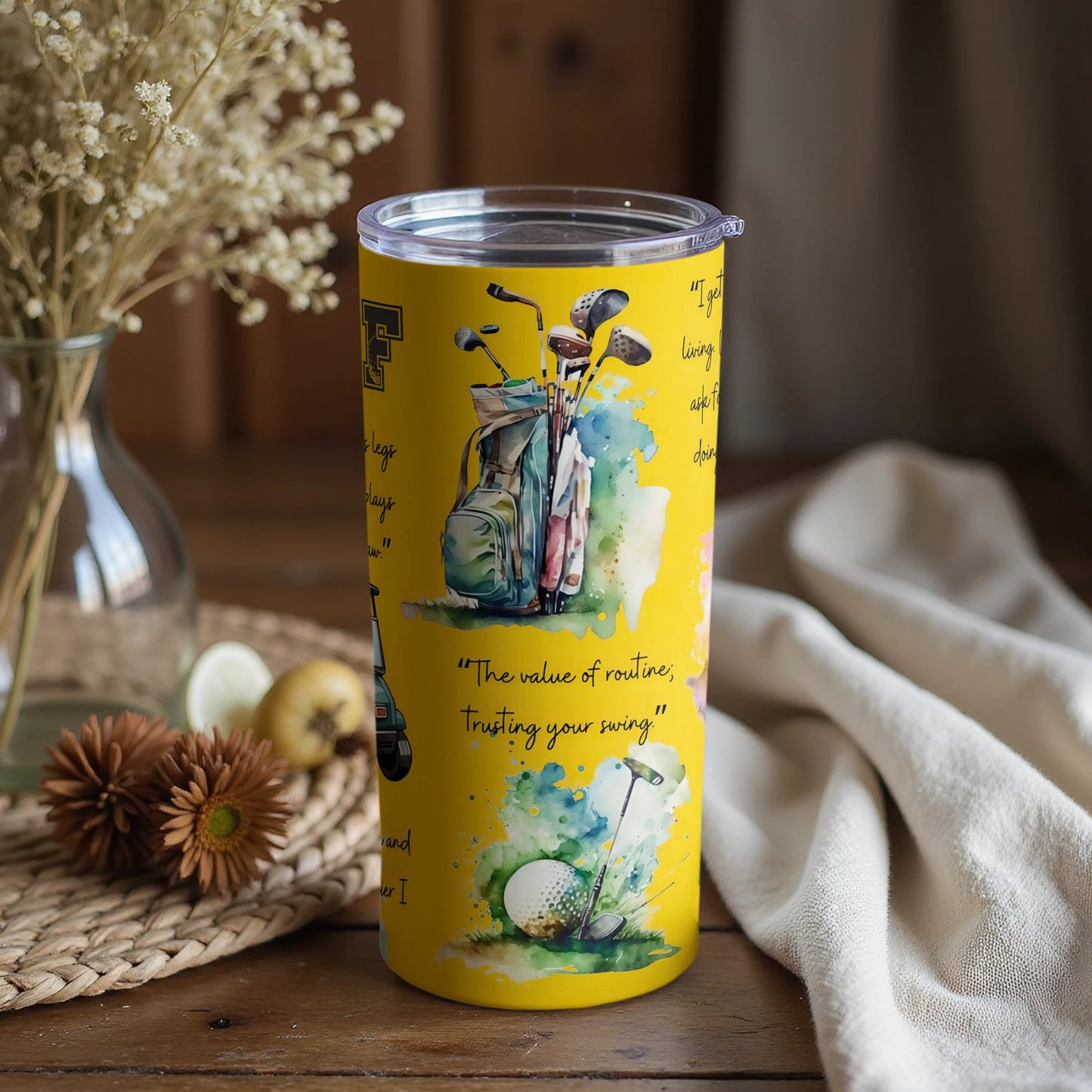 Inspirational Golf Themed Tumbler Flask