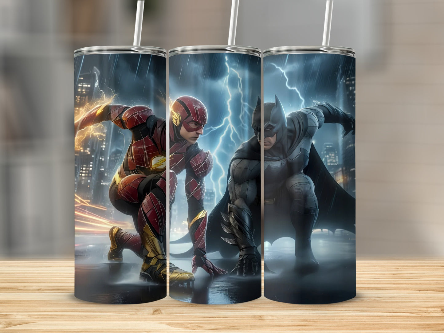 Superhero Themed Tumbler Cup with Straw for Fans