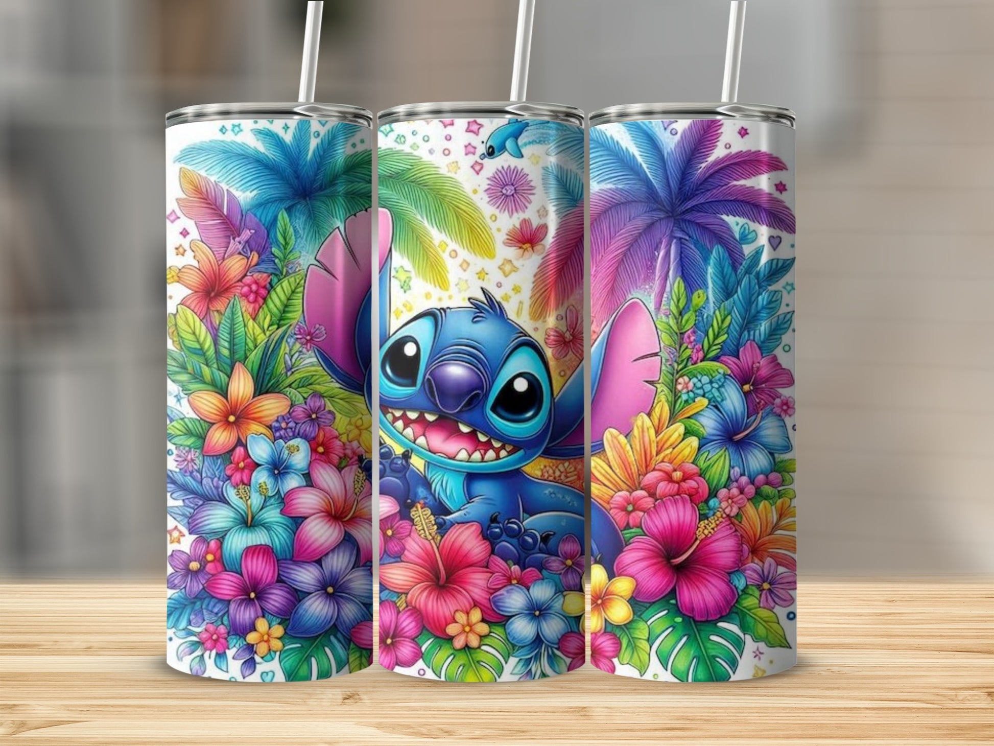 Colorful Tropical Character Design Travel Mug