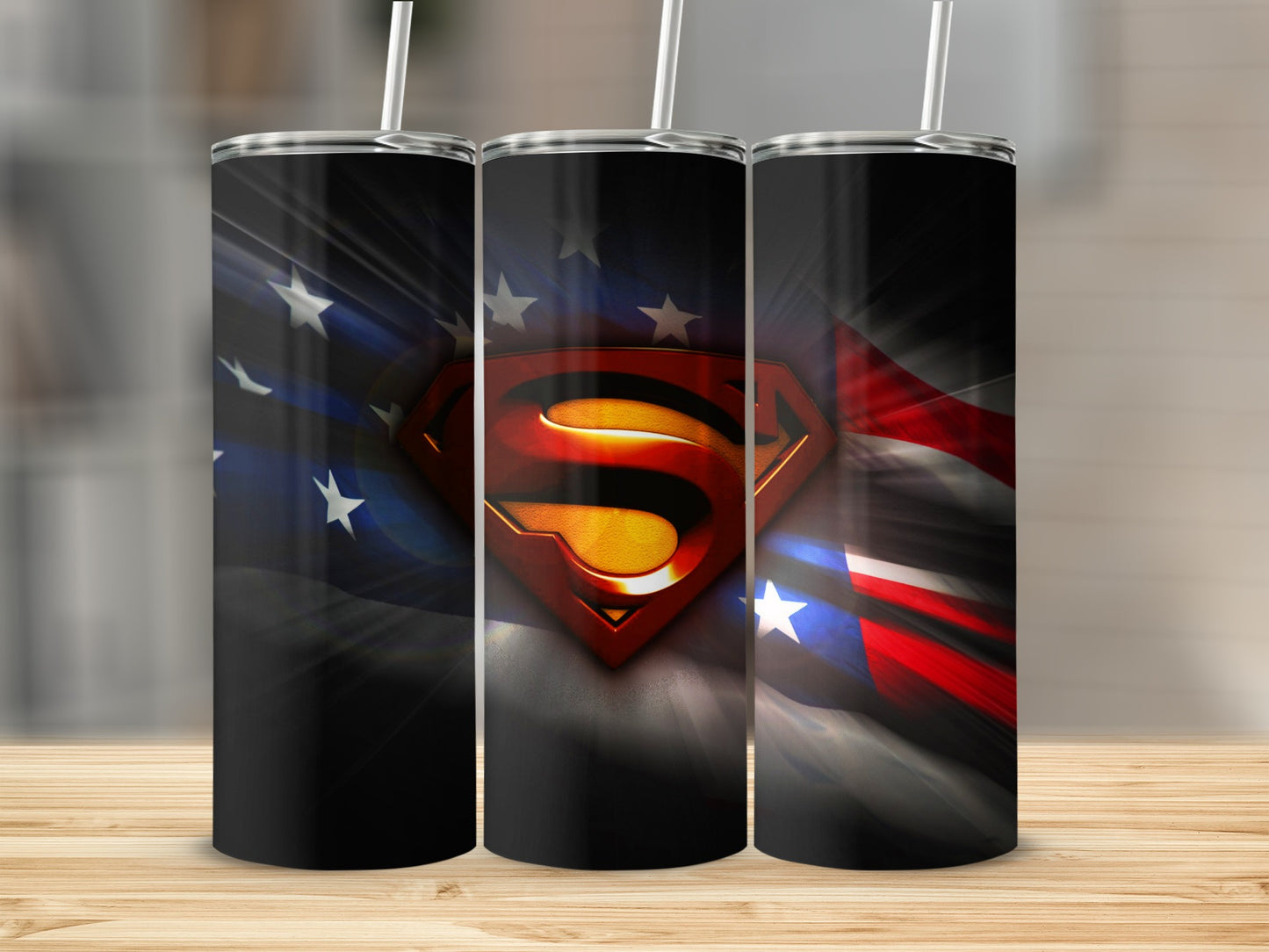 Superman American Flag Logo Dark Ray Burst product type