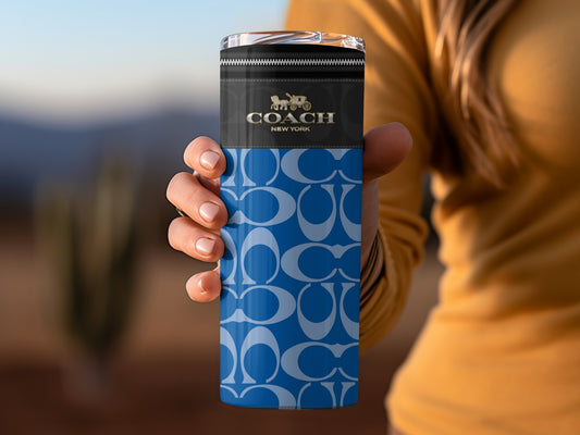 Stylish Blue Coach New York Tumbler with Iconic Logo