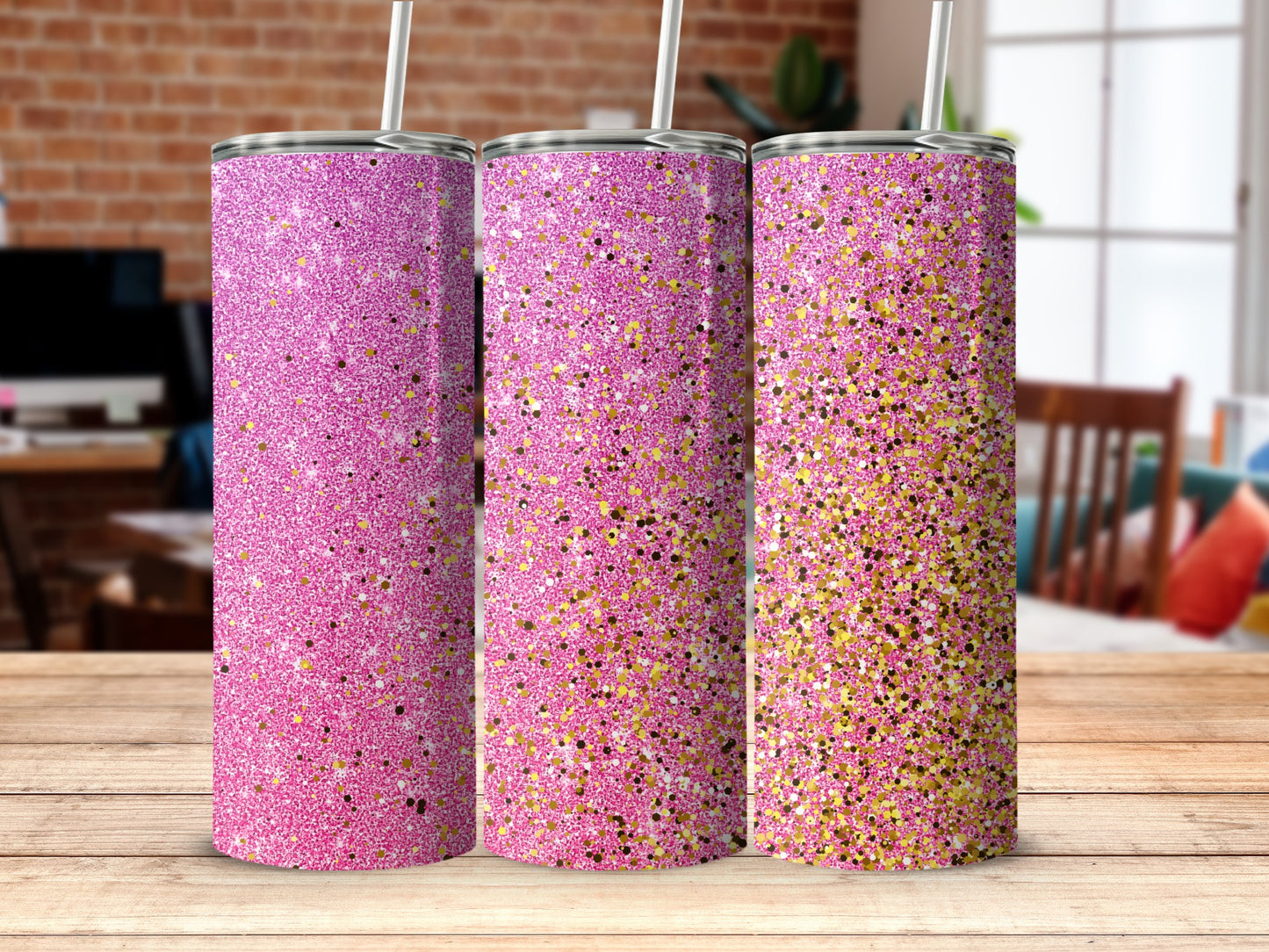 Glittery Pink Sparkling Tumblers for a Stylish Drinkware